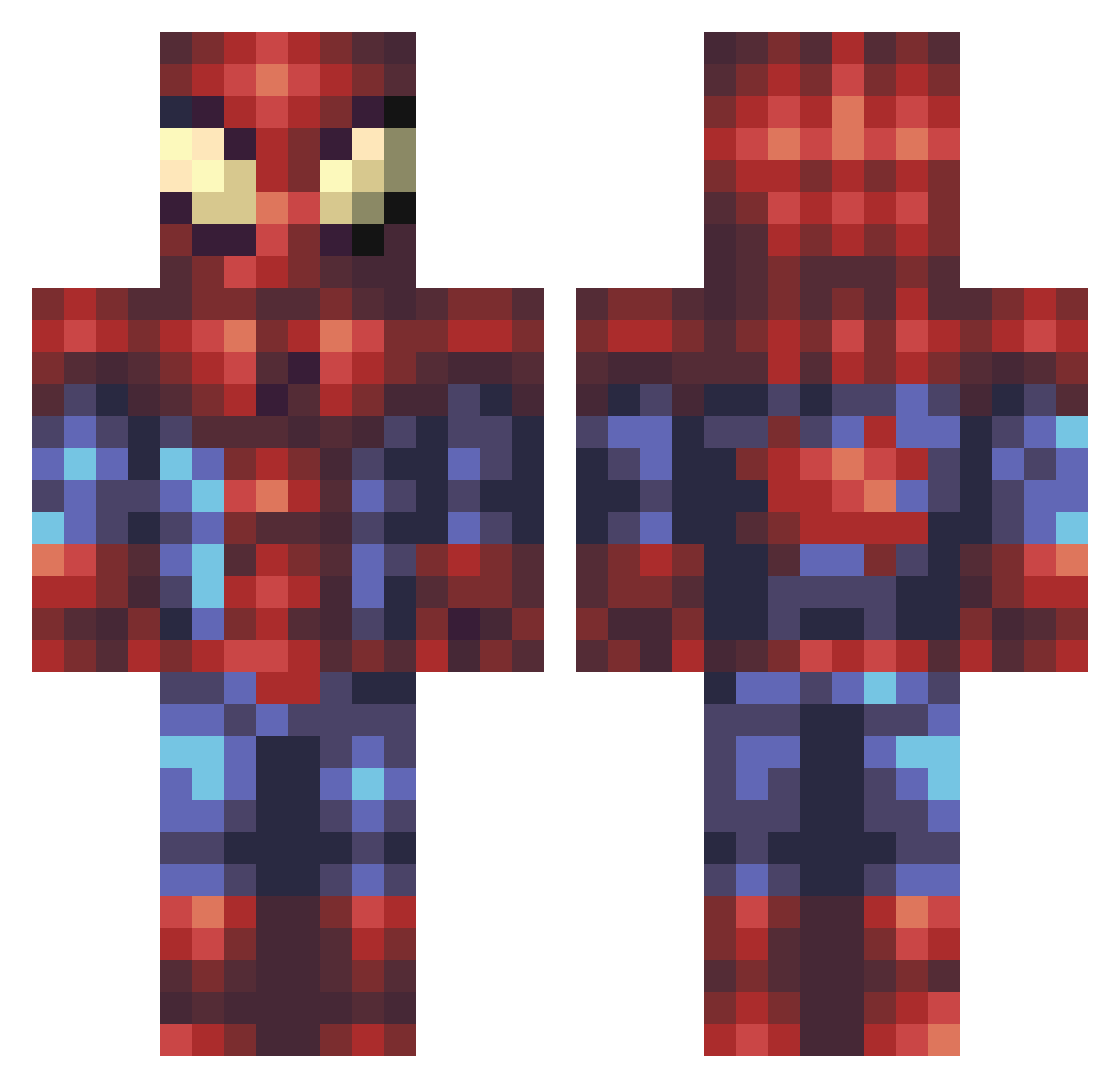 Delirious5307 Minecraft skin, front and back view