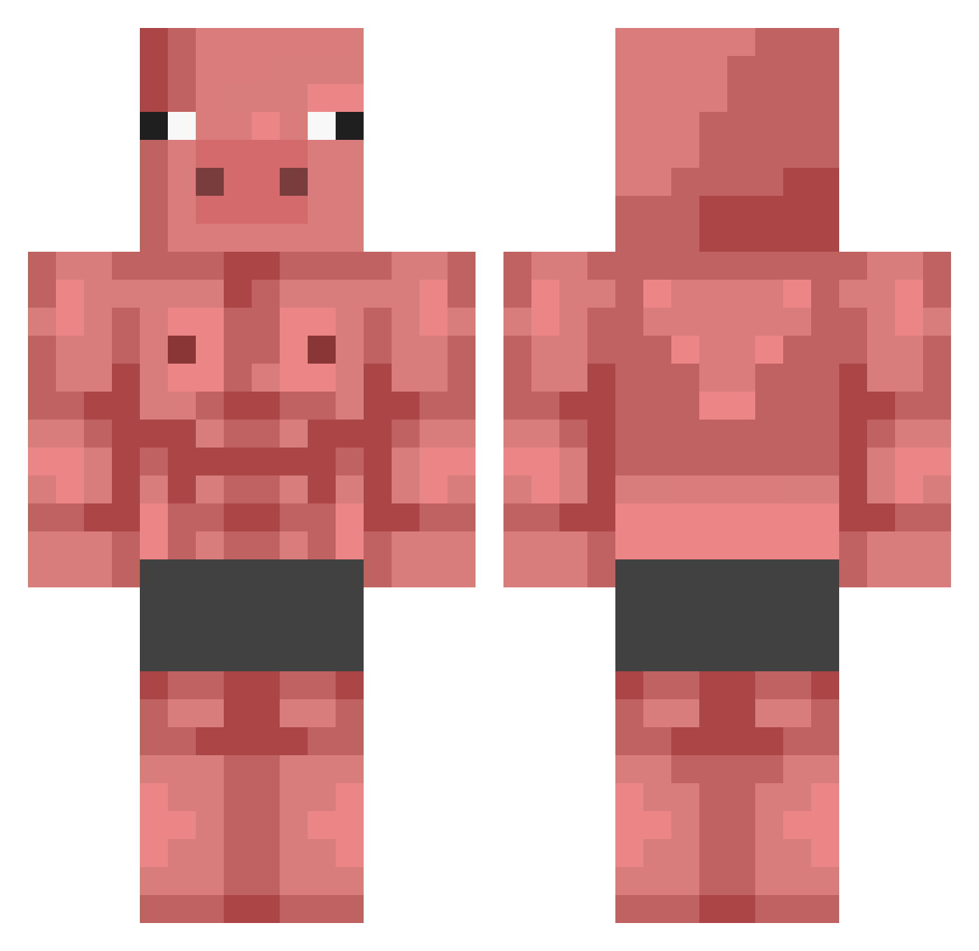 LilXNuZz Minecraft skin, front and back view