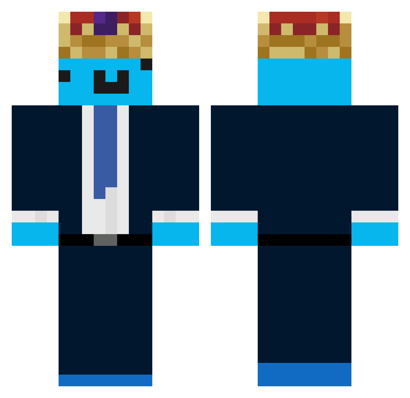 R3AKCJA Minecraft skin, front and back view