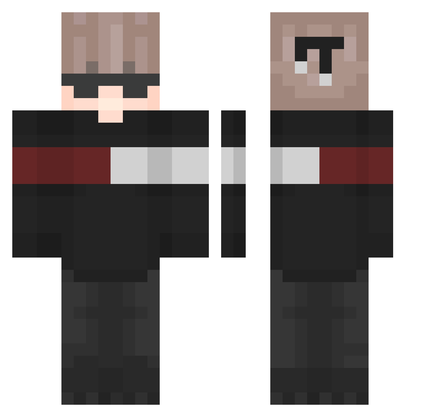 Luceta Minecraft skin, front and back view