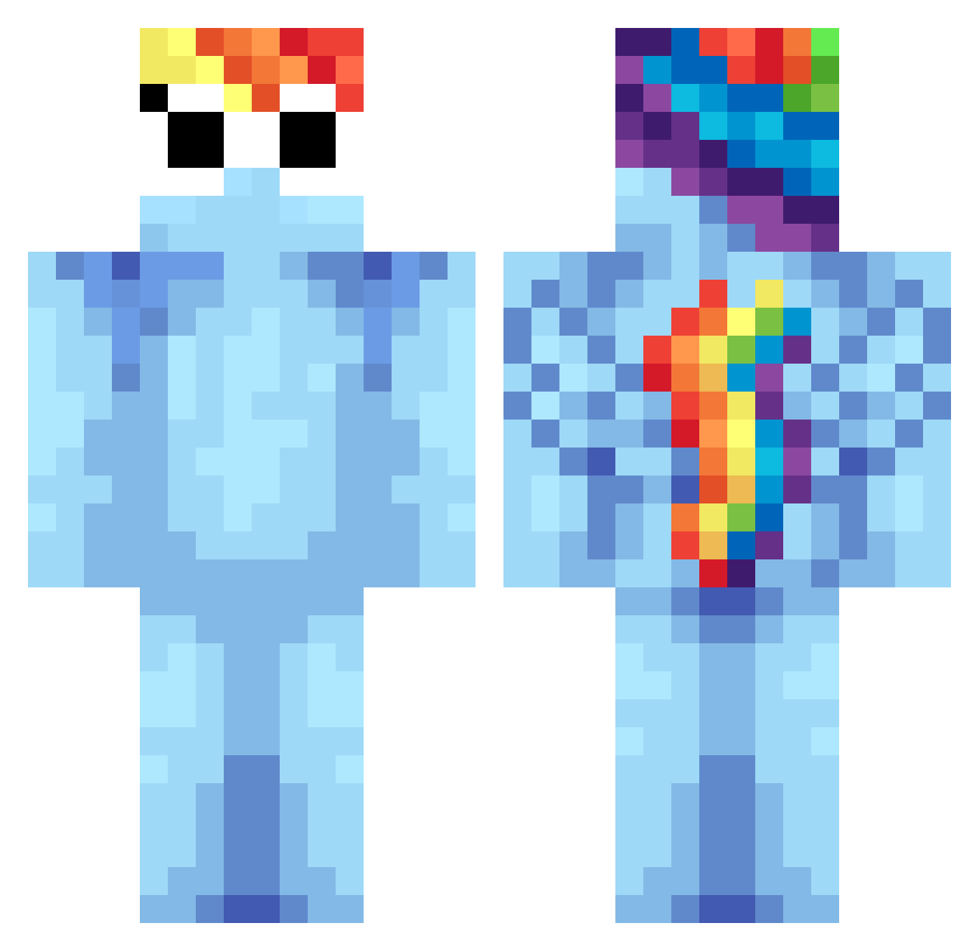 CutieBewie Minecraft skin, front and back view