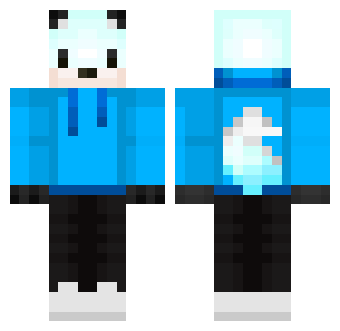 TommyInItaly Minecraft skin, front and back view