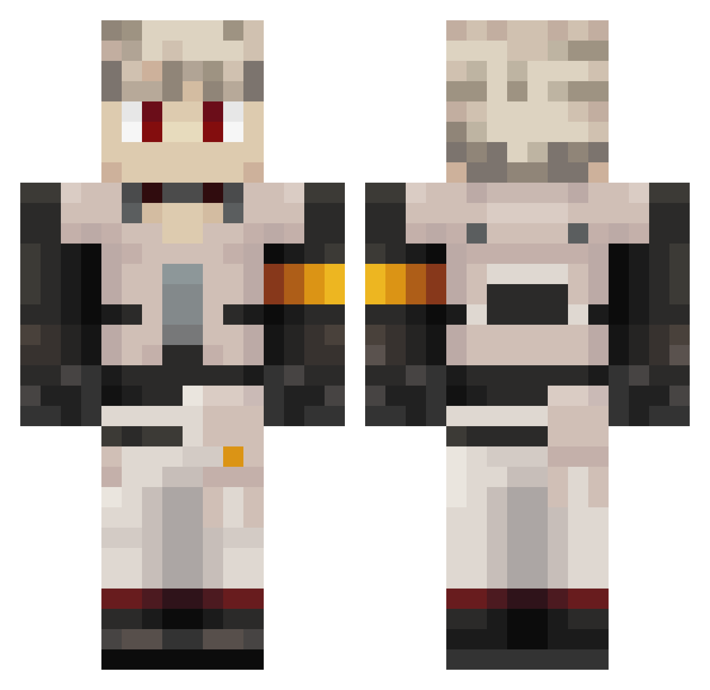 Shadowandrex2001 Minecraft skin, front and back view