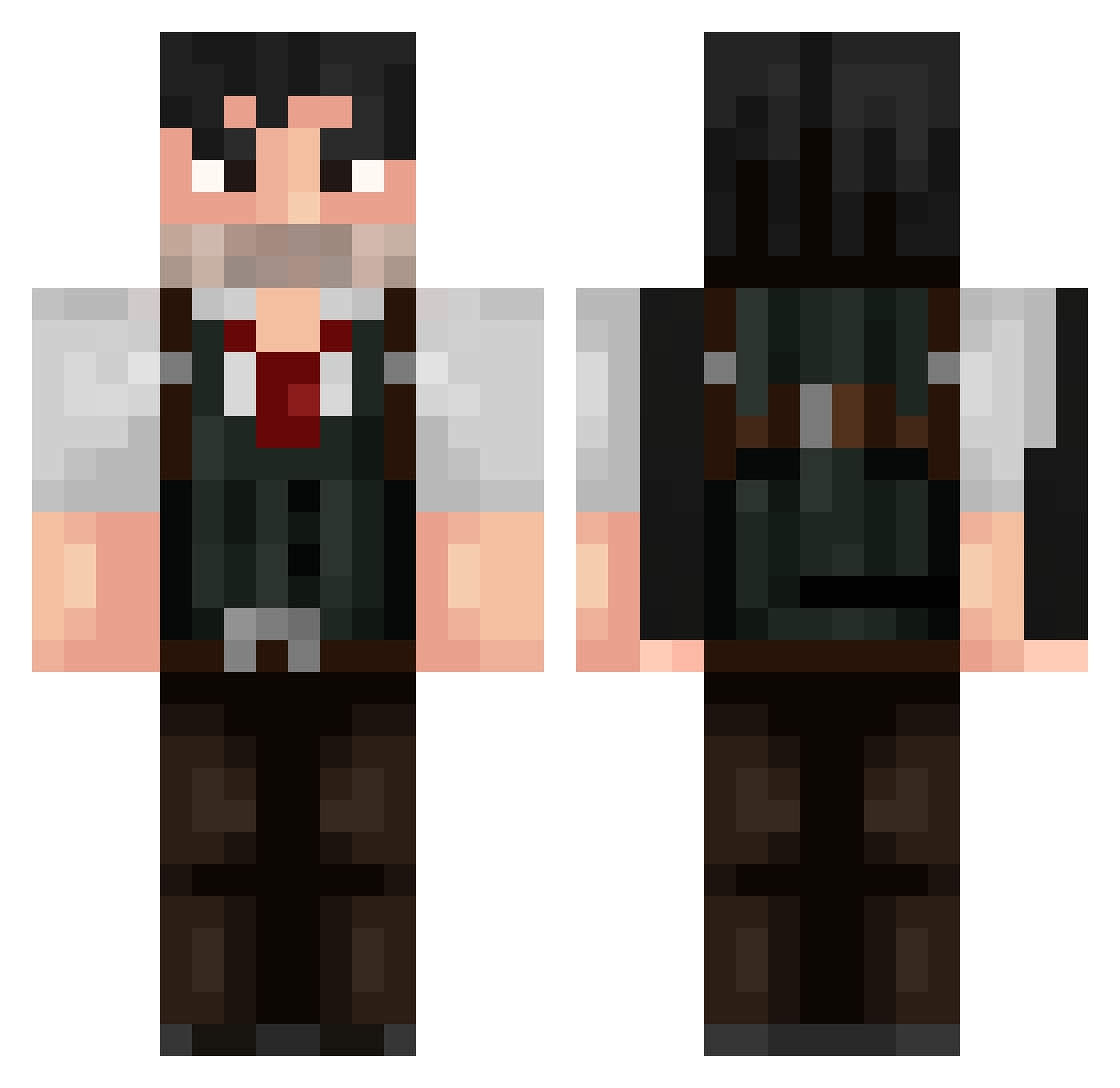 Virchel Minecraft skin, front and back view