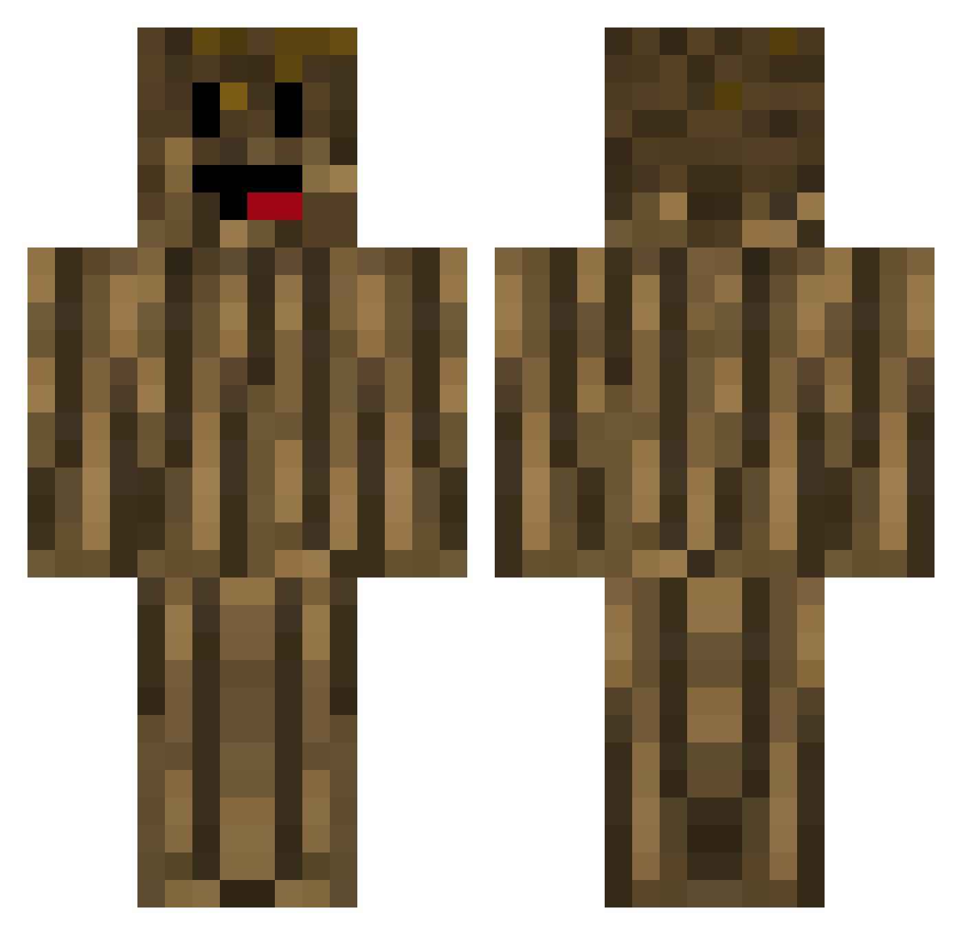 Branchy Minecraft skin, front and back view