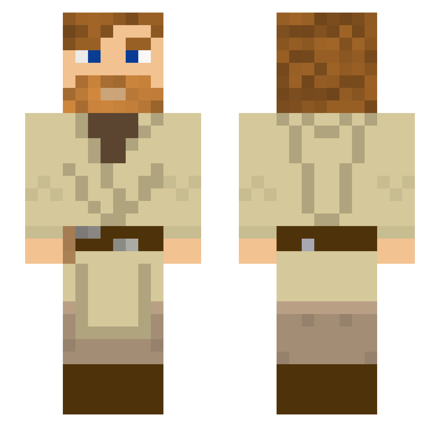 Dendral Minecraft skin, front and back view