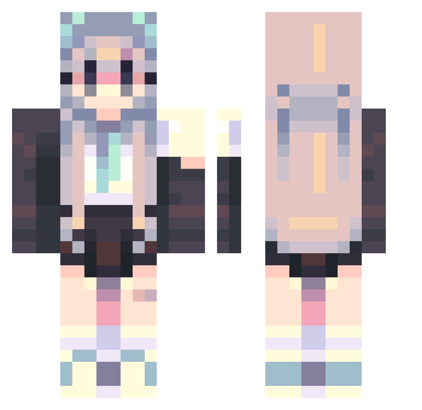 yueyue921 Minecraft skin, front and back view