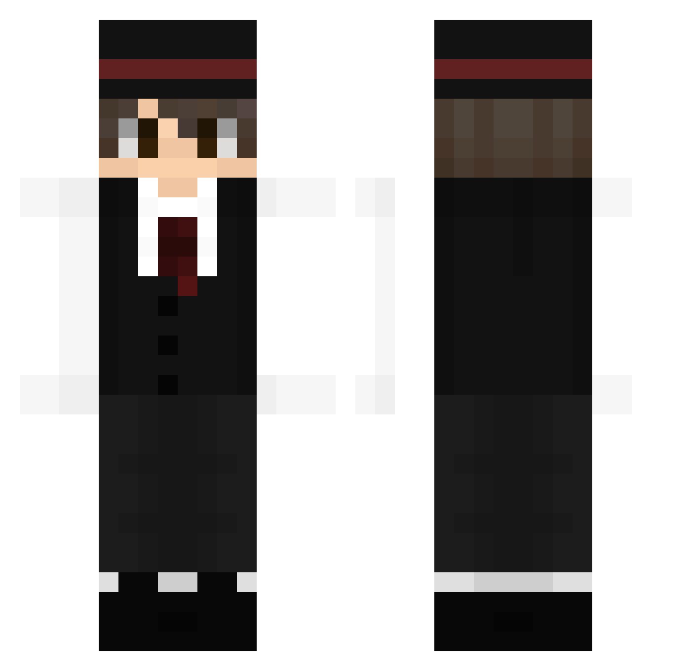 Herobrine17086 Minecraft skin, front and back view