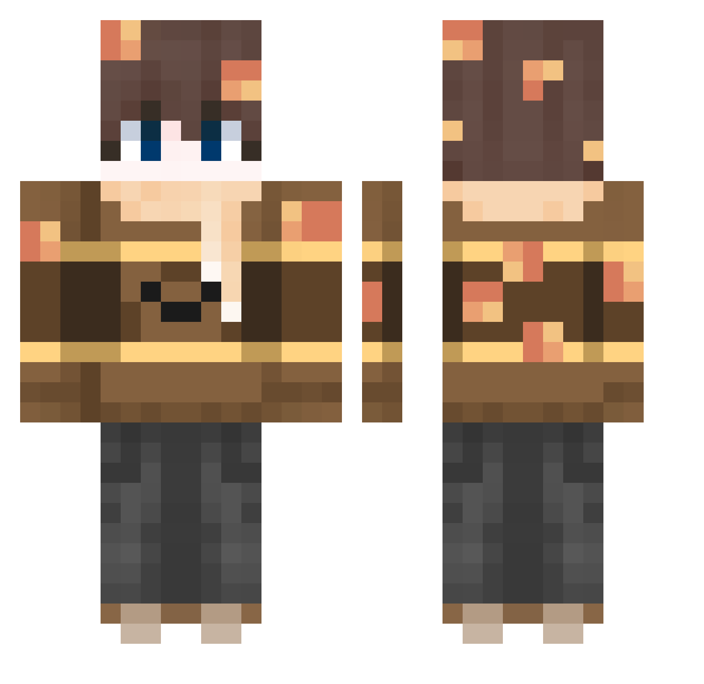 Mahiruo Minecraft skin, front and back view