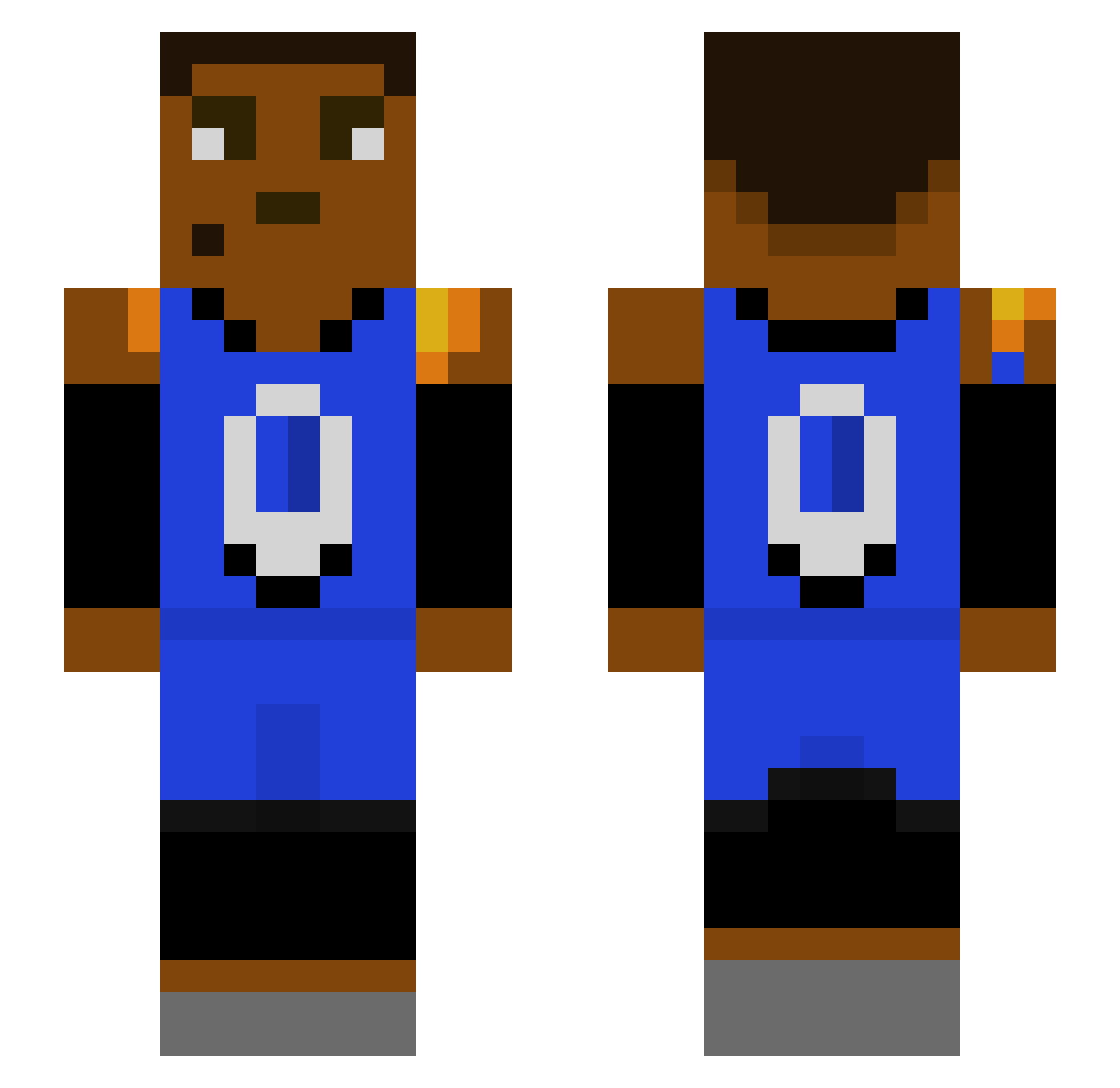 Russell_Westgoat Minecraft skin, front and back view
