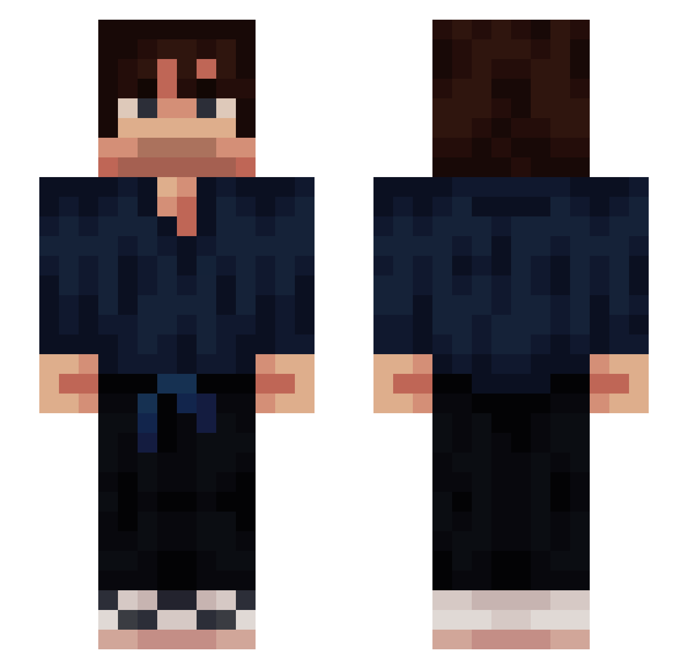 Wardiorer Minecraft skin, front and back view