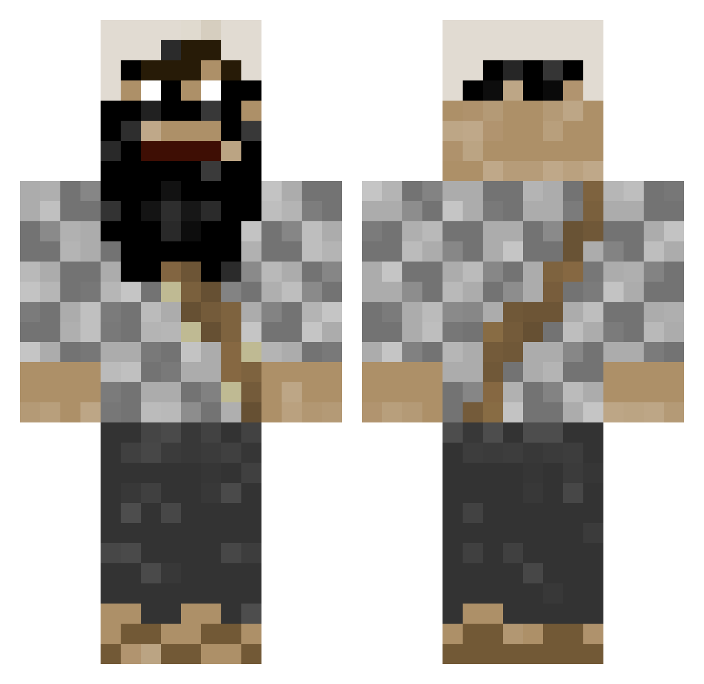 Dqrknes Minecraft skin, front and back view