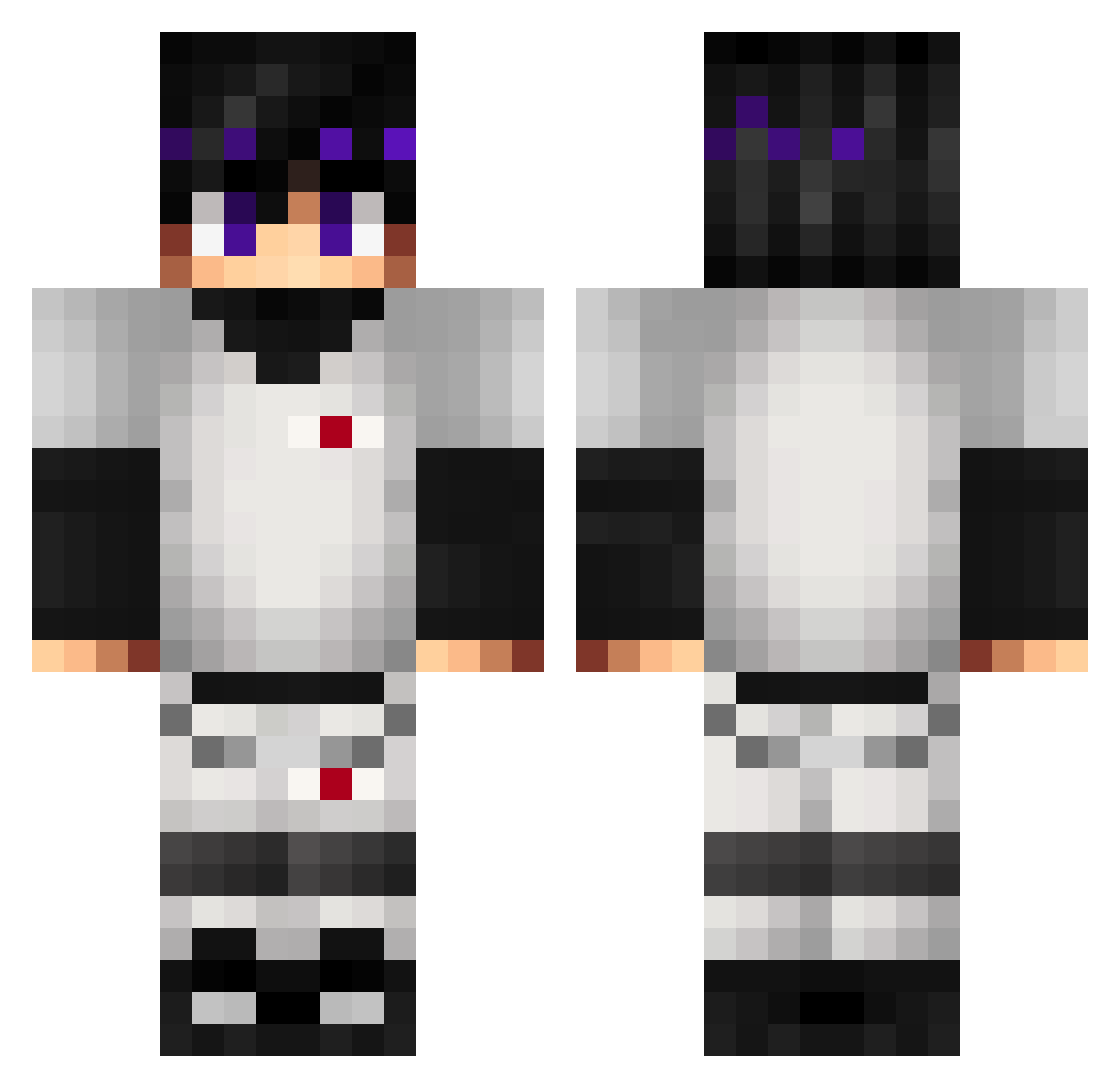 SniperQc Minecraft skin, front and back view