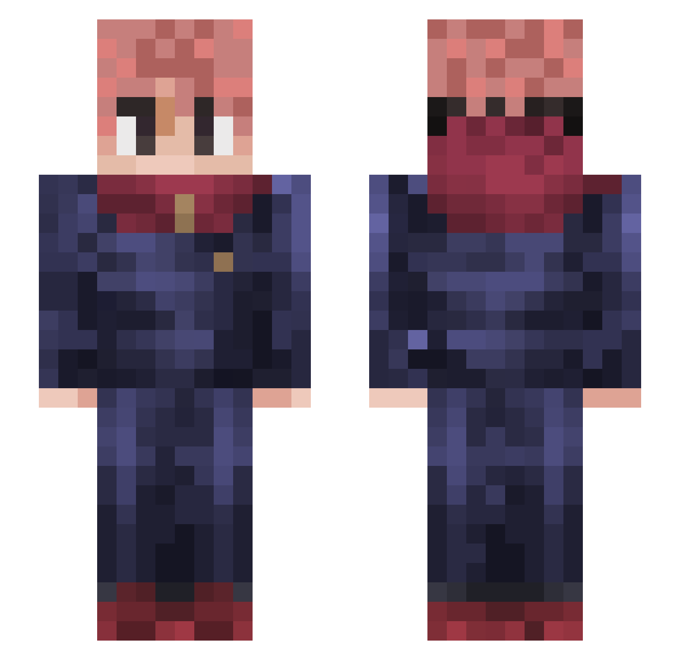 pixilxyz Minecraft skin, front and back view