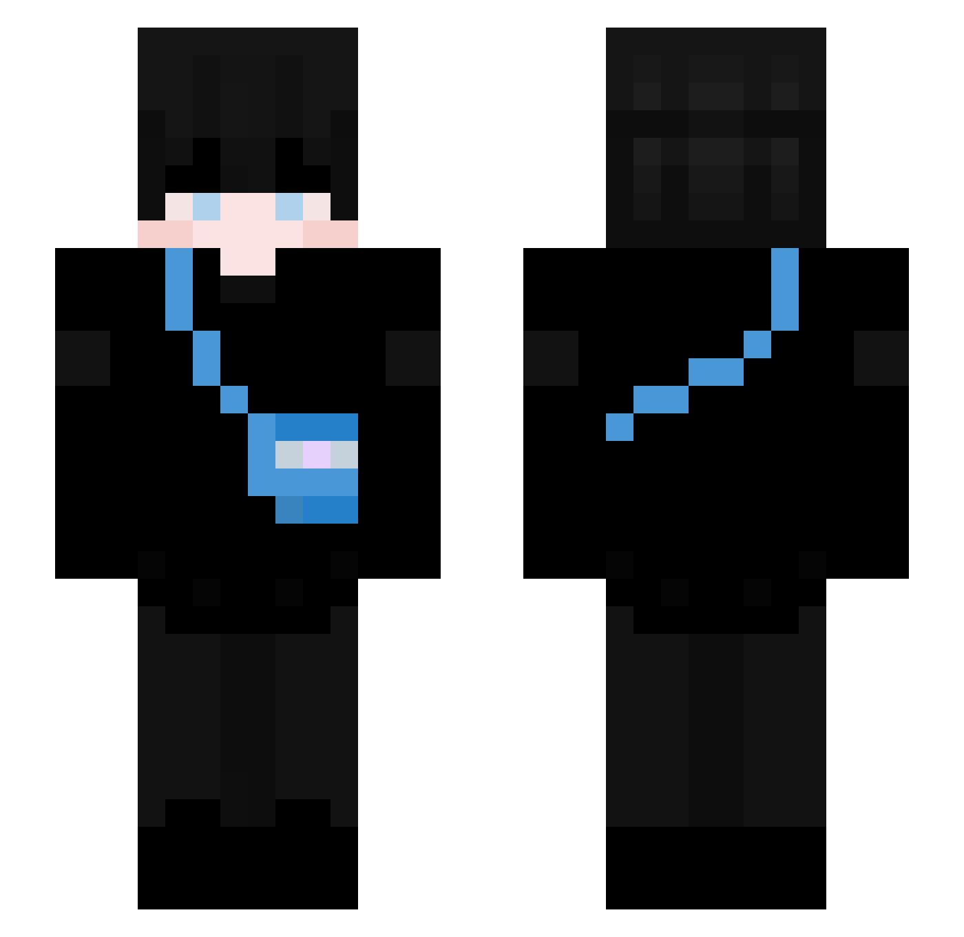 Zawsito Minecraft skin, front and back view