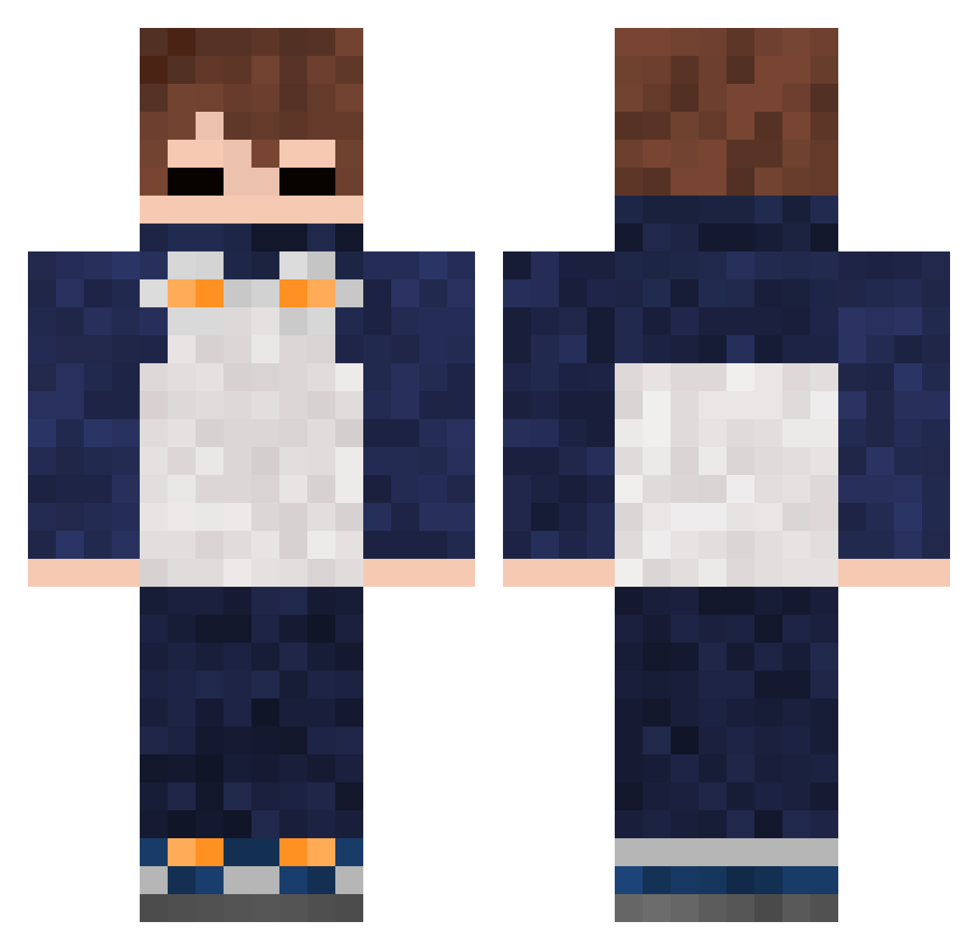 BurnMicrowave Minecraft skin, front and back view