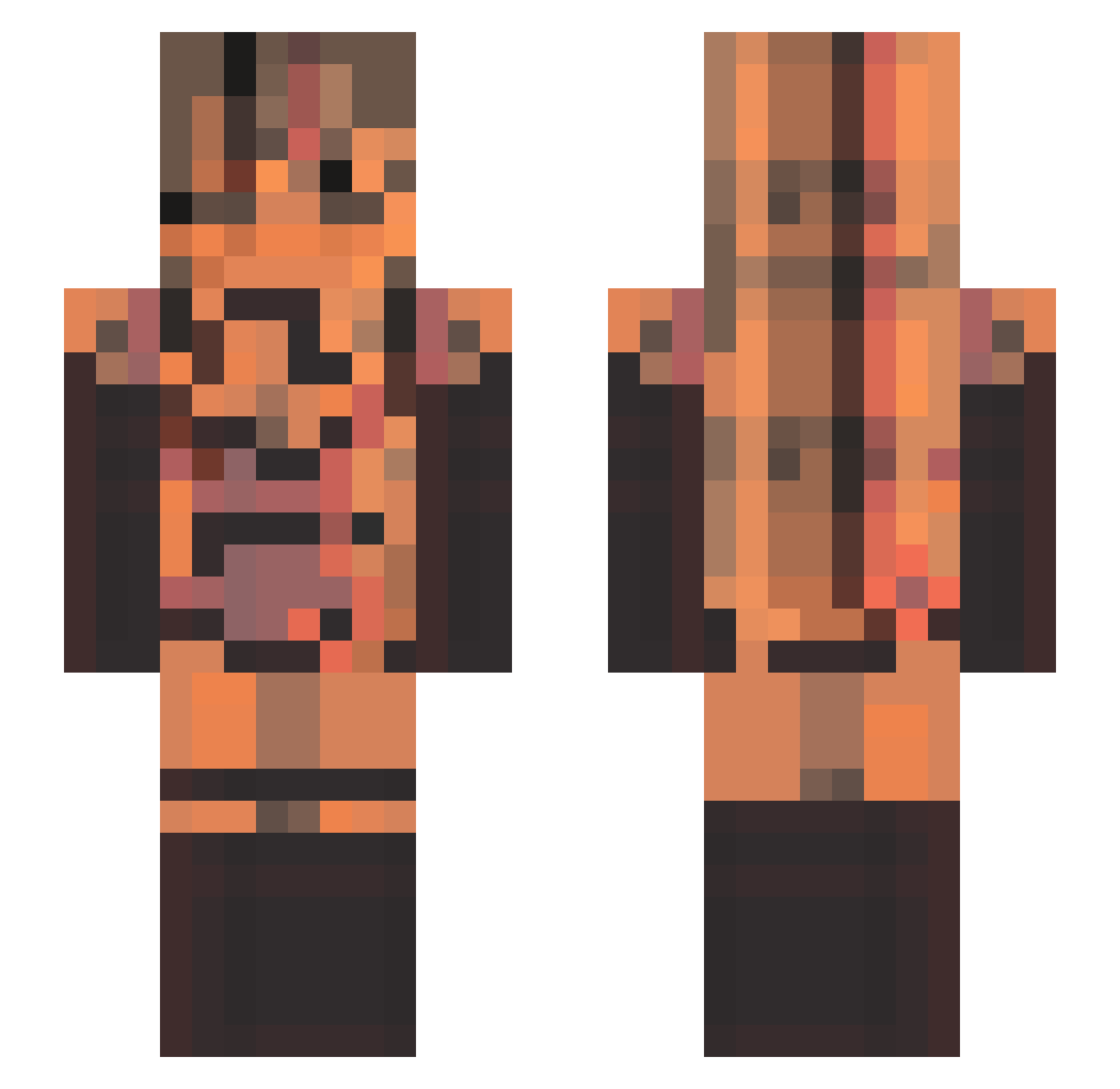 ItsJustStarri Minecraft skin, front and back view