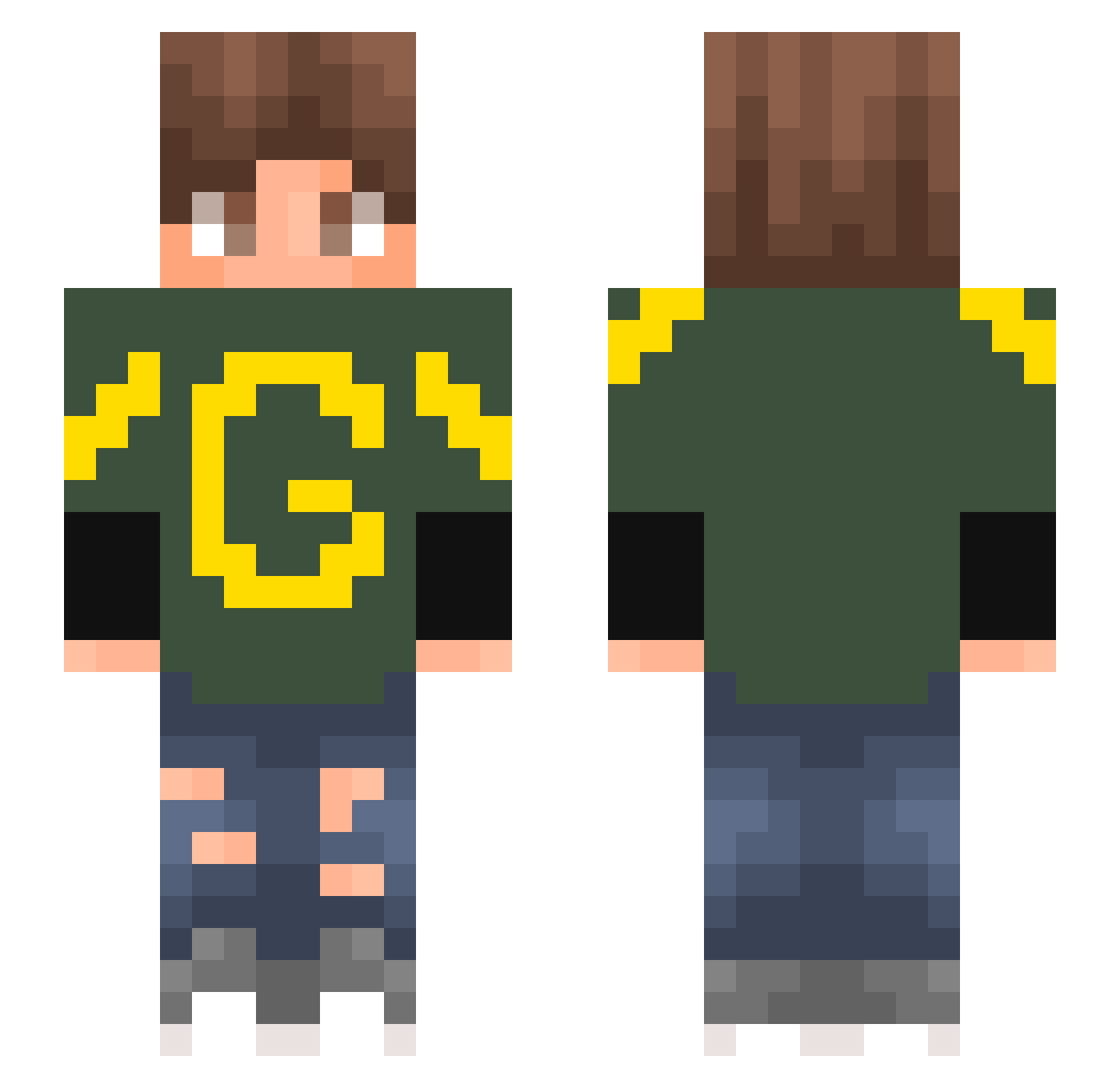 SlurphyL Minecraft skin, front and back view