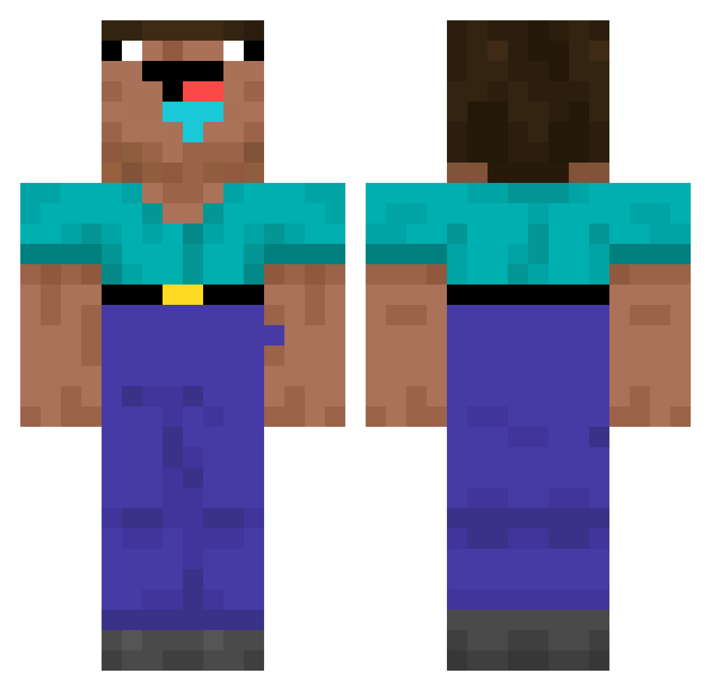 vizler Minecraft skin, front and back view