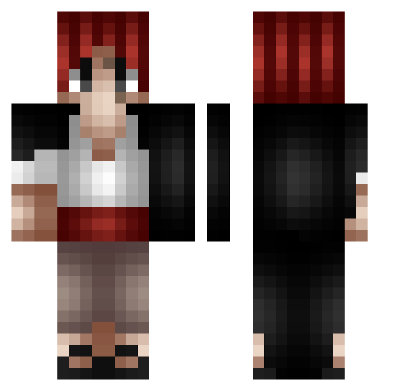 BdrX11 Minecraft skin, front and back view