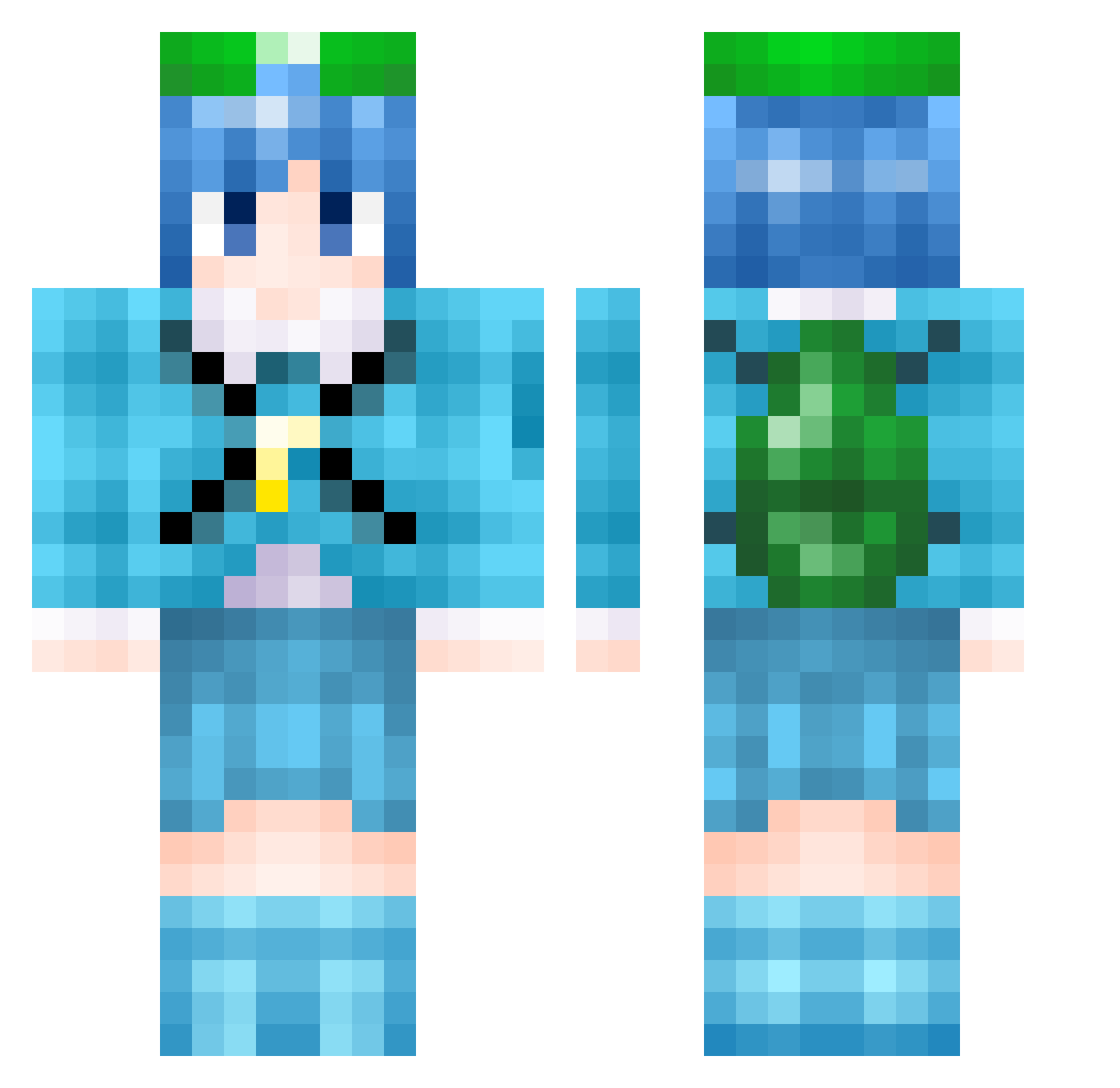 KappaMitori Minecraft skin, front and back view