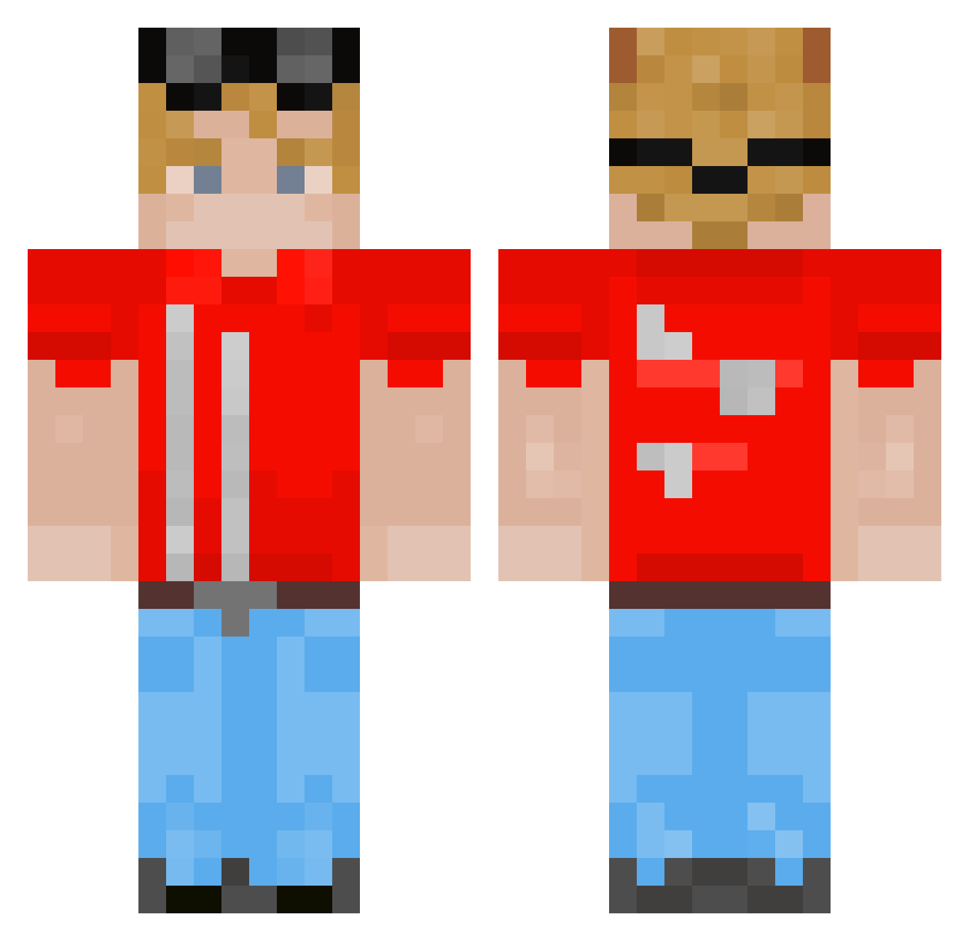 jsprtilly Minecraft skin, front and back view
