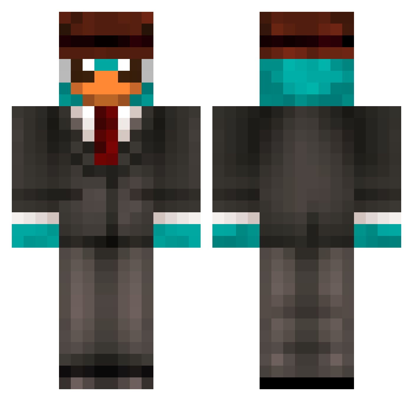 Volcania_ Minecraft skin, front and back view