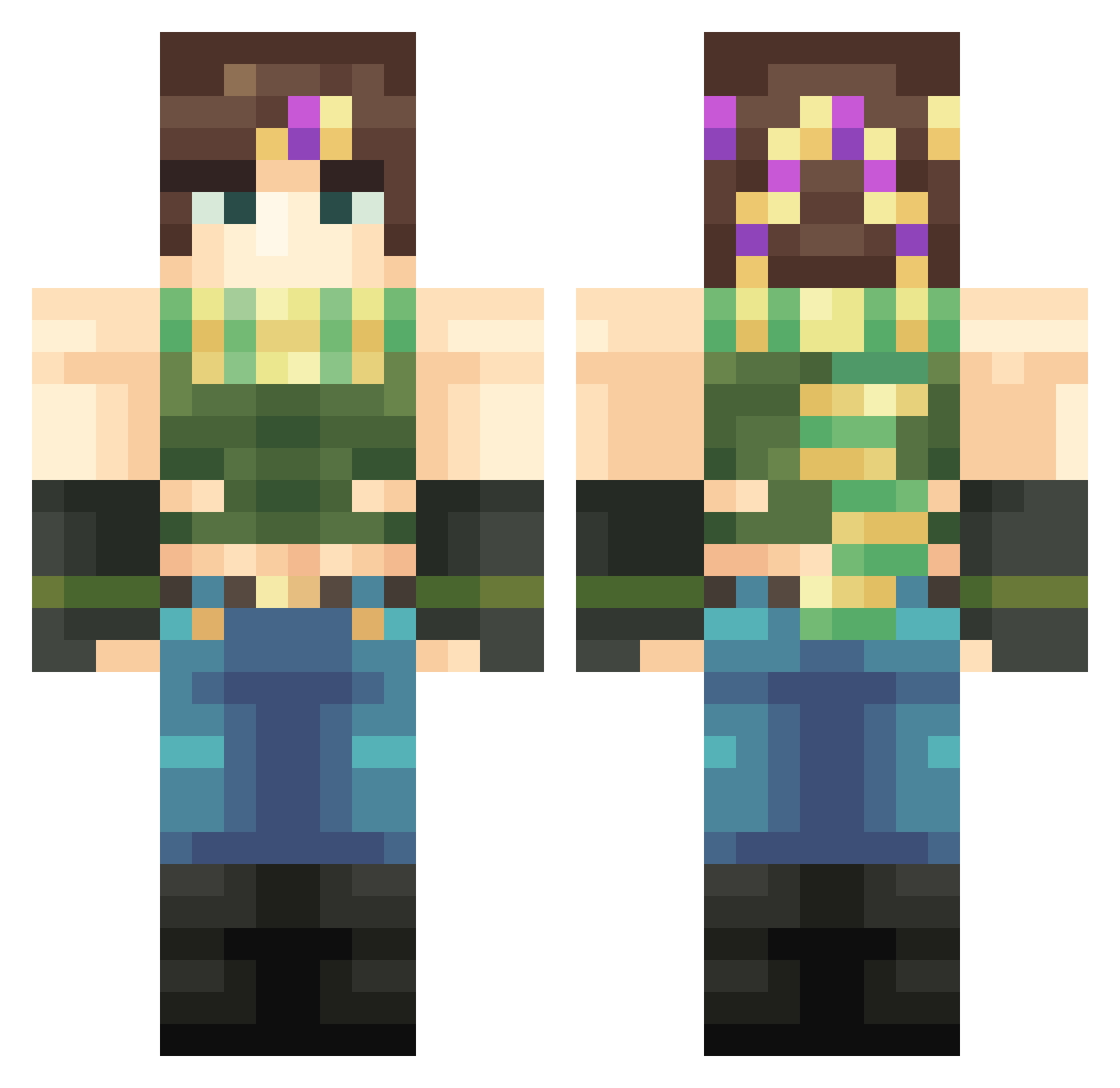 Kingzorb Minecraft skin, front and back view