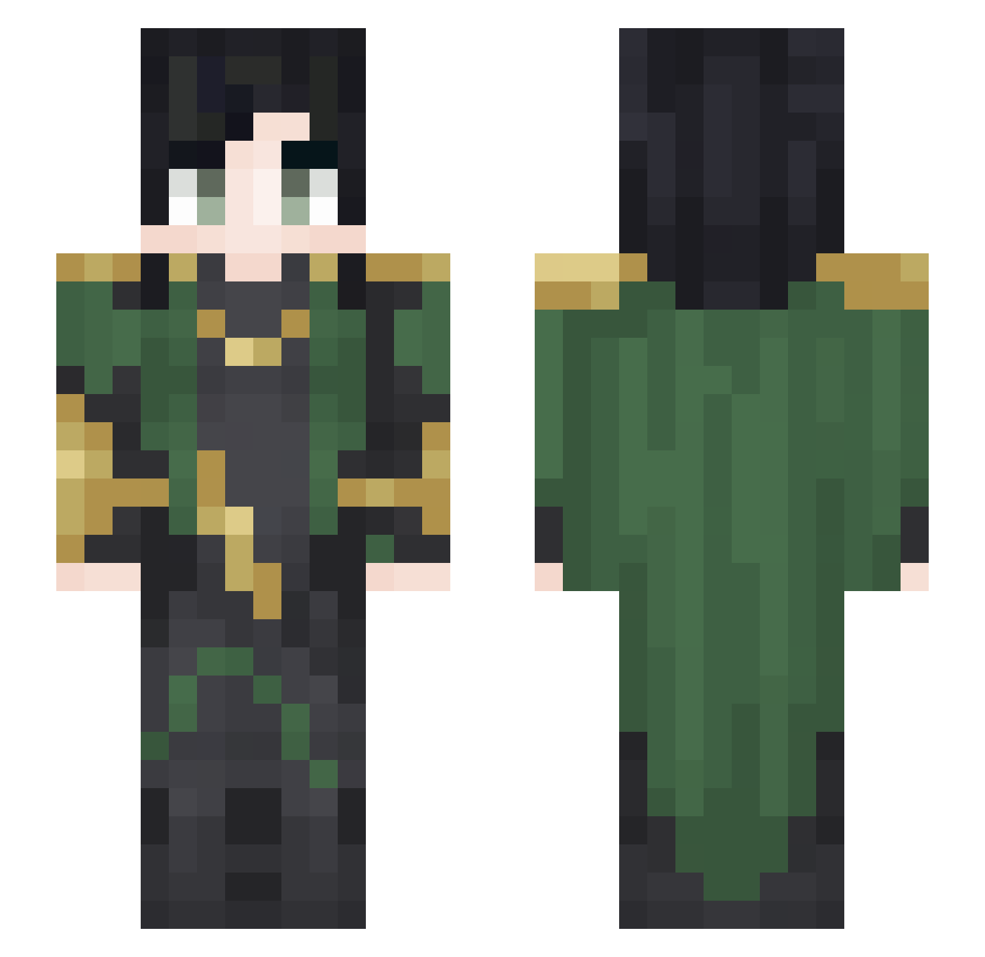 Troubell Minecraft skin, front and back view