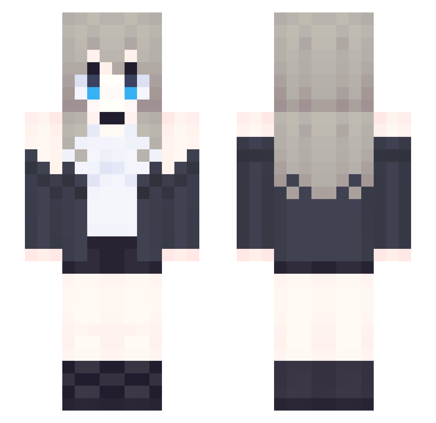 Kafka444 Minecraft skin, front and back view