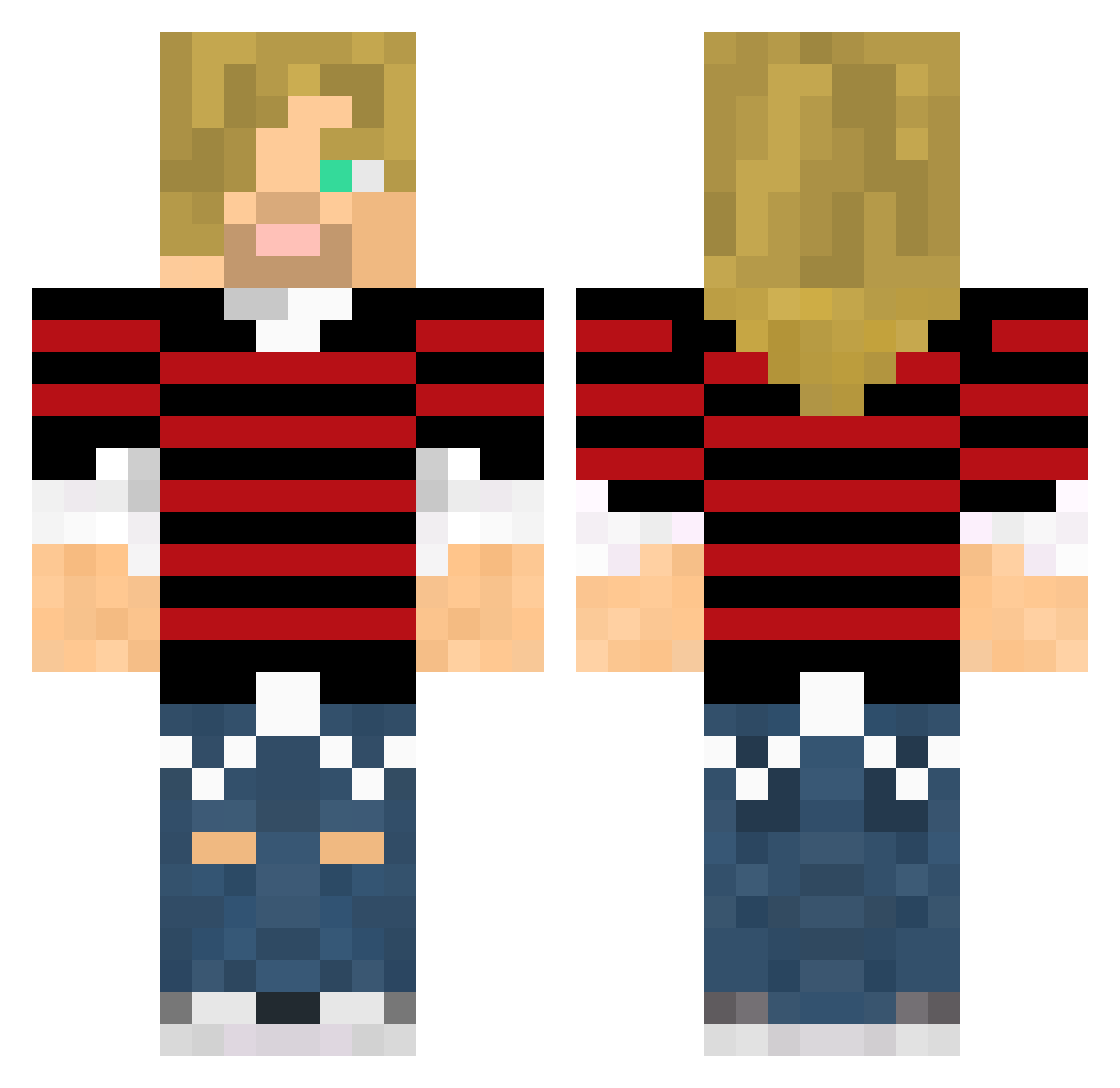 Amplified Minecraft skin, front and back view