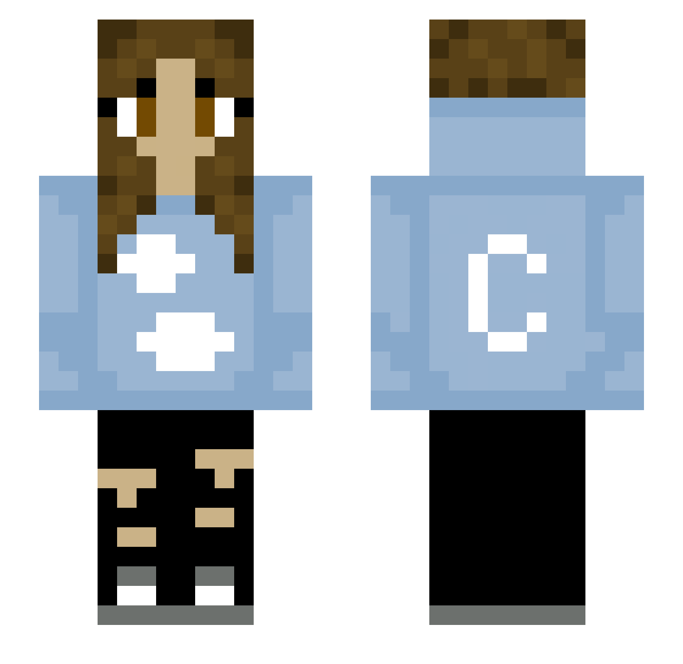 cloudlessly Minecraft skin, front and back view