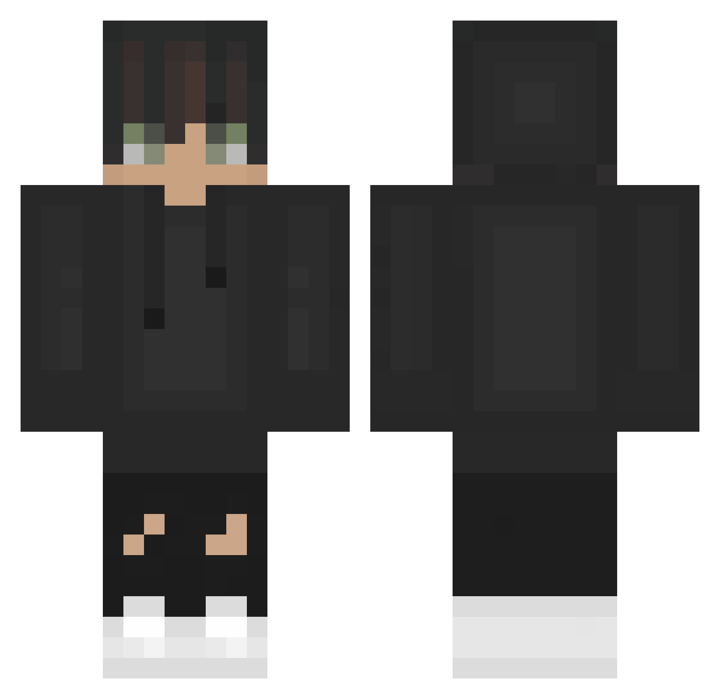 Pluzma Minecraft skin, front and back view
