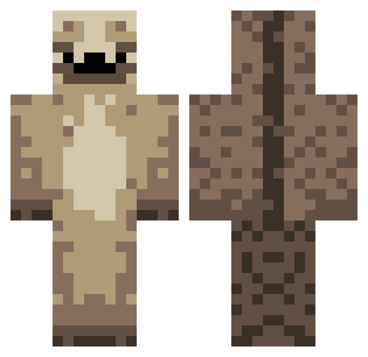 Dulci Minecraft skin, front and back view