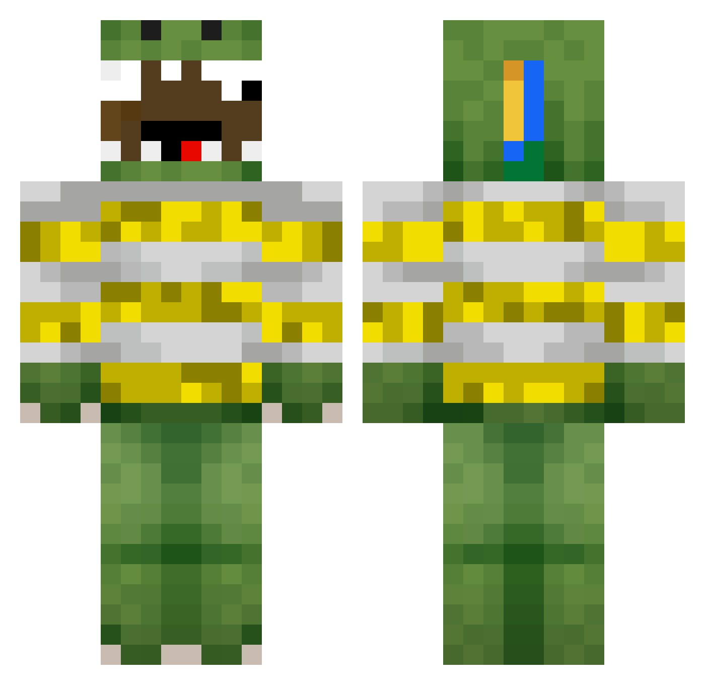 Saint562 Minecraft skin, front and back view