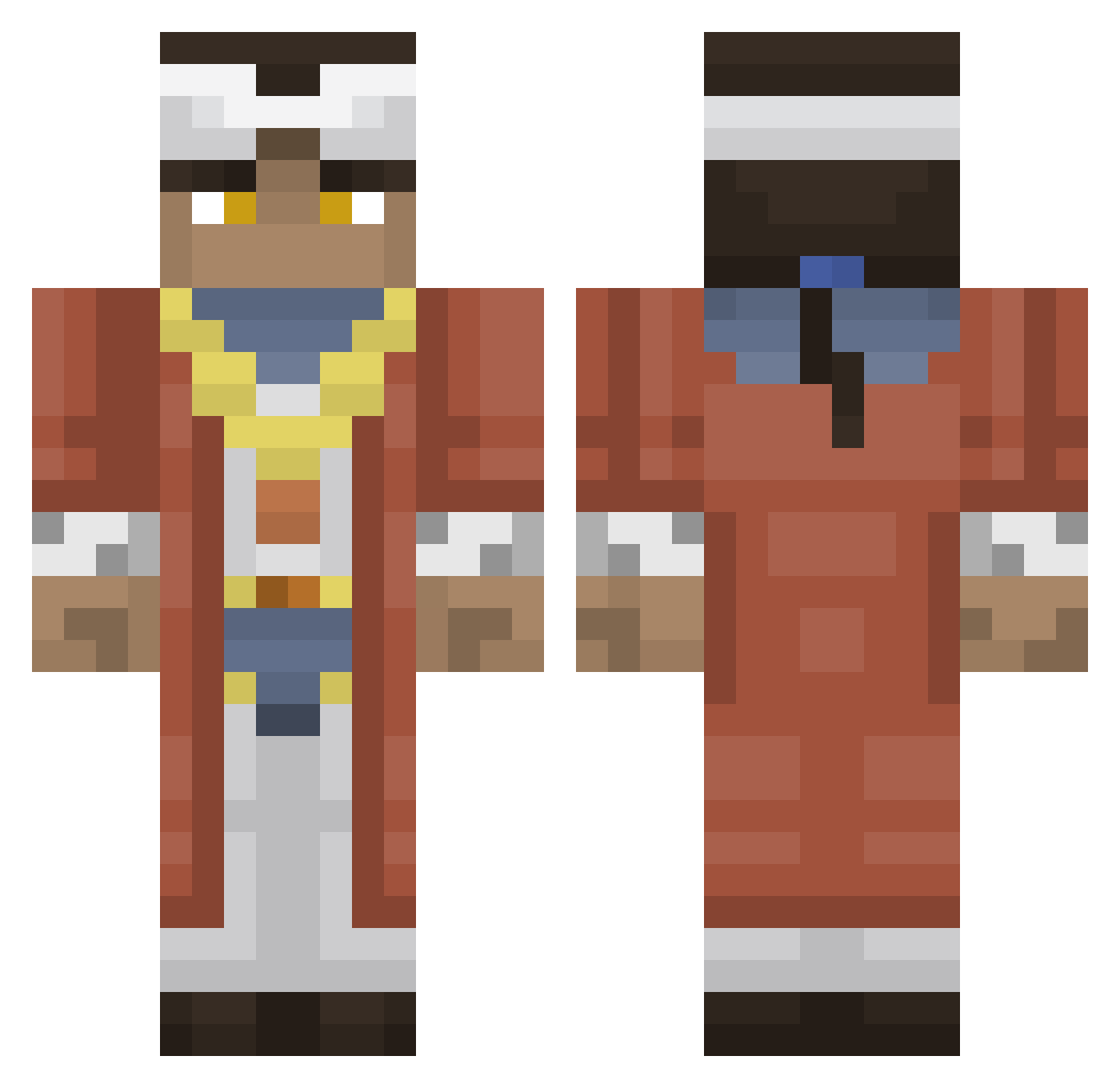 PrinceKujo Minecraft skin, front and back view