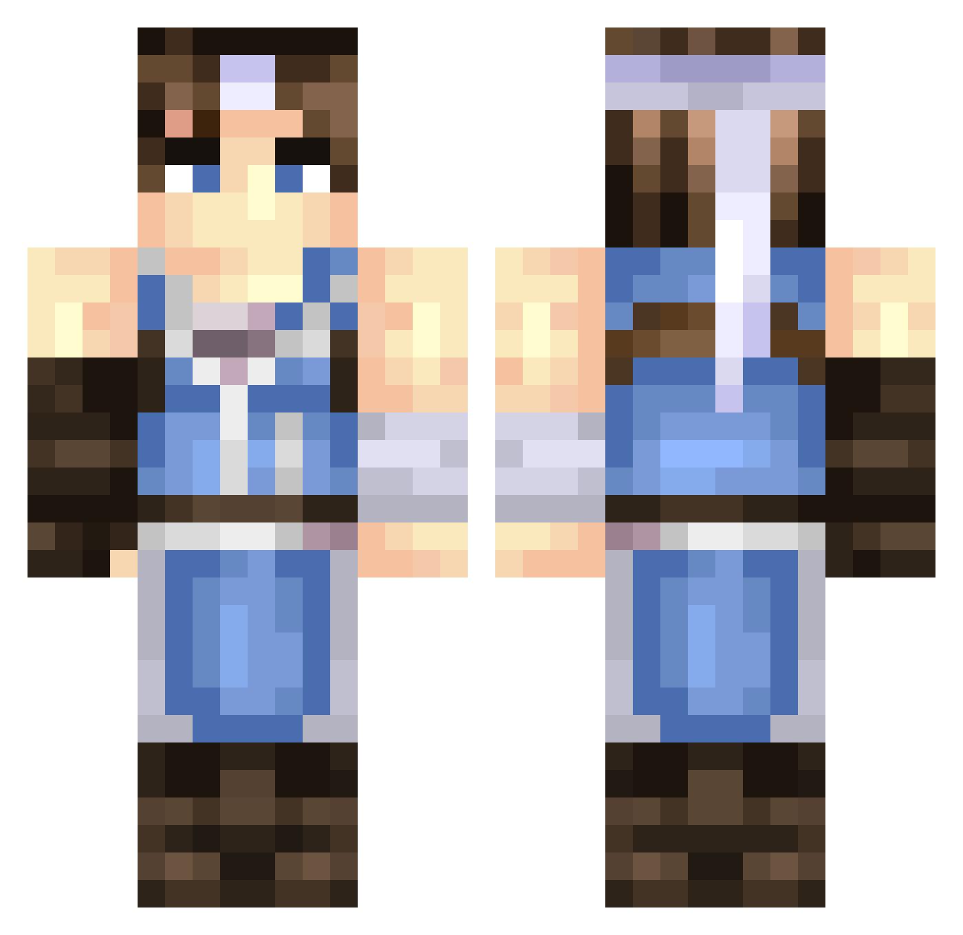 Barbu Minecraft skin, front and back view