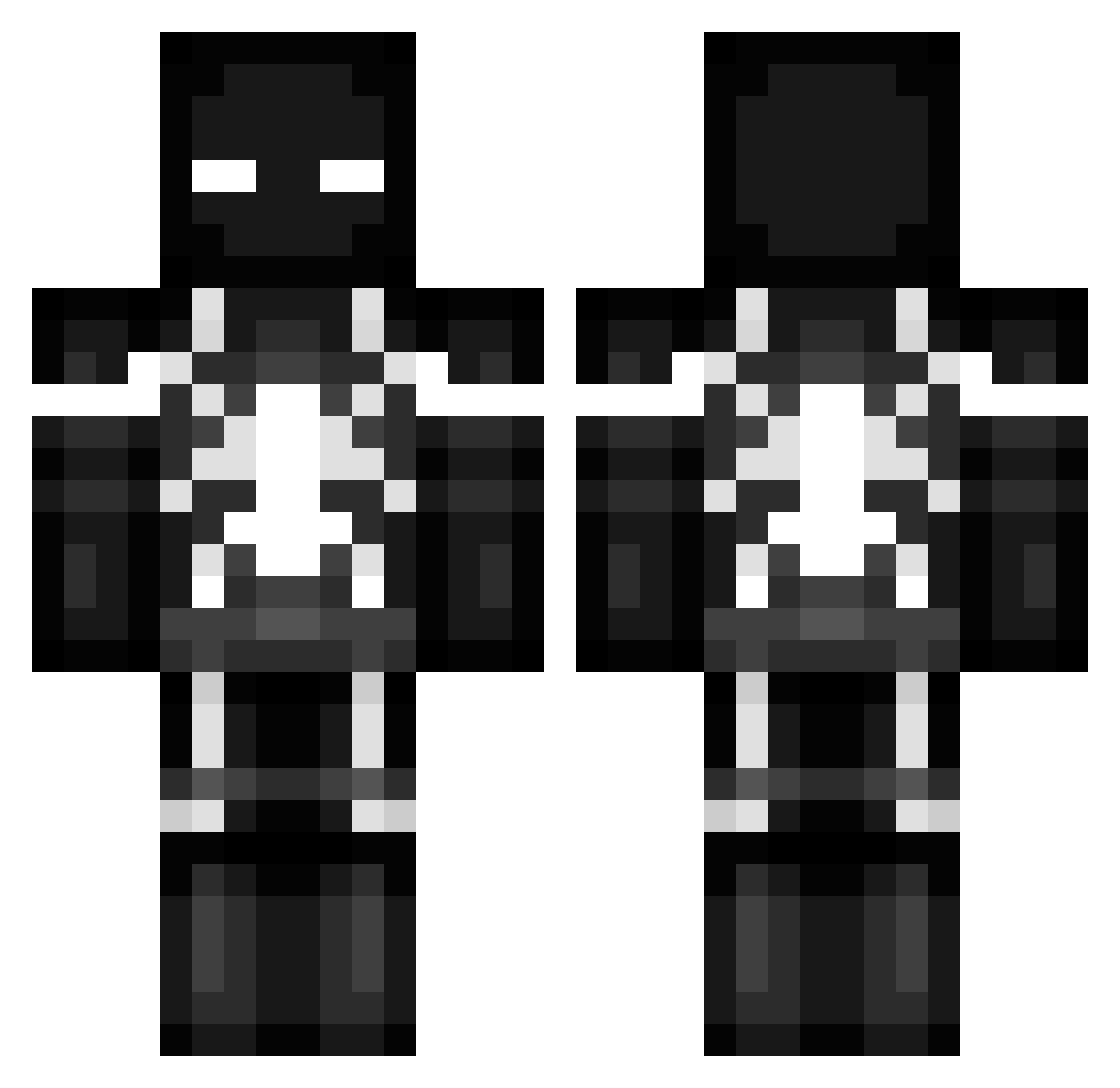 Zeeroow Minecraft skin, front and back view