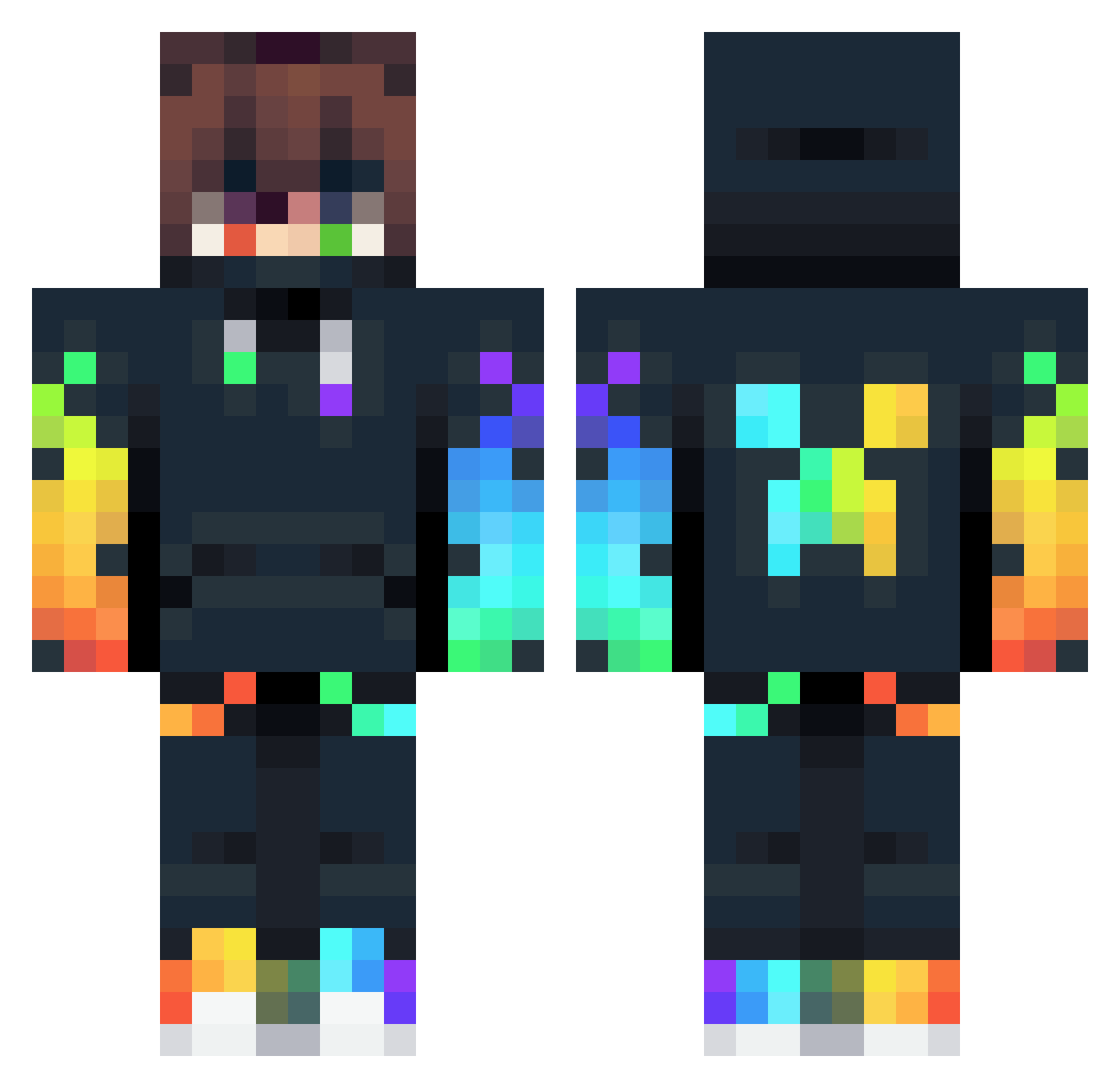 JHalJ Minecraft skin, front and back view