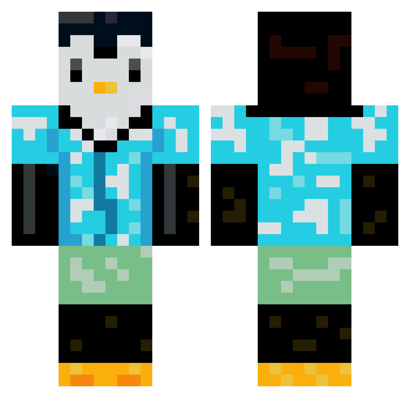 SoloYard Minecraft skin, front and back view