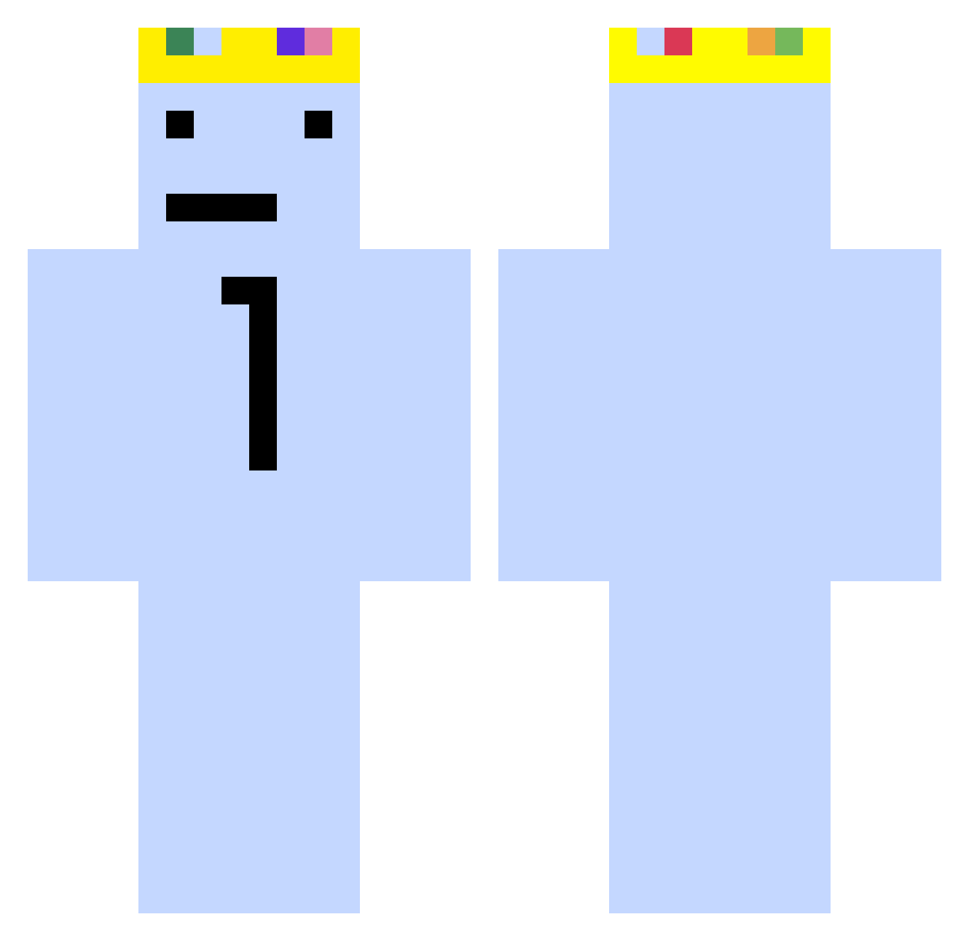Yxes16 Minecraft skin, front and back view
