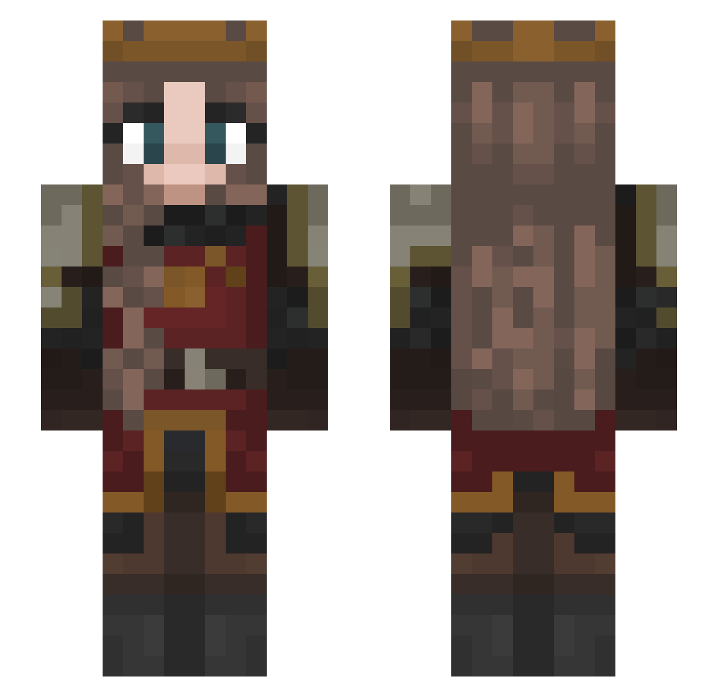 MissBrick Minecraft skin, front and back view