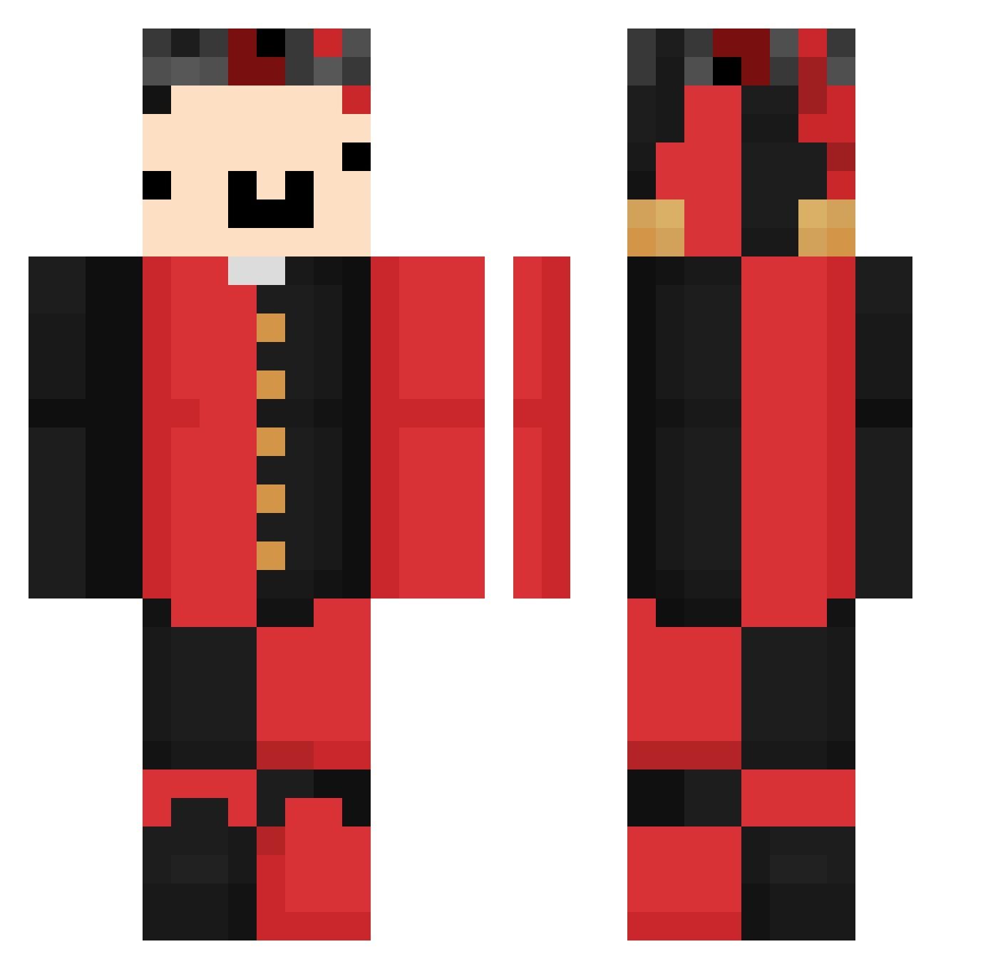 FeeFors Minecraft skin, front and back view