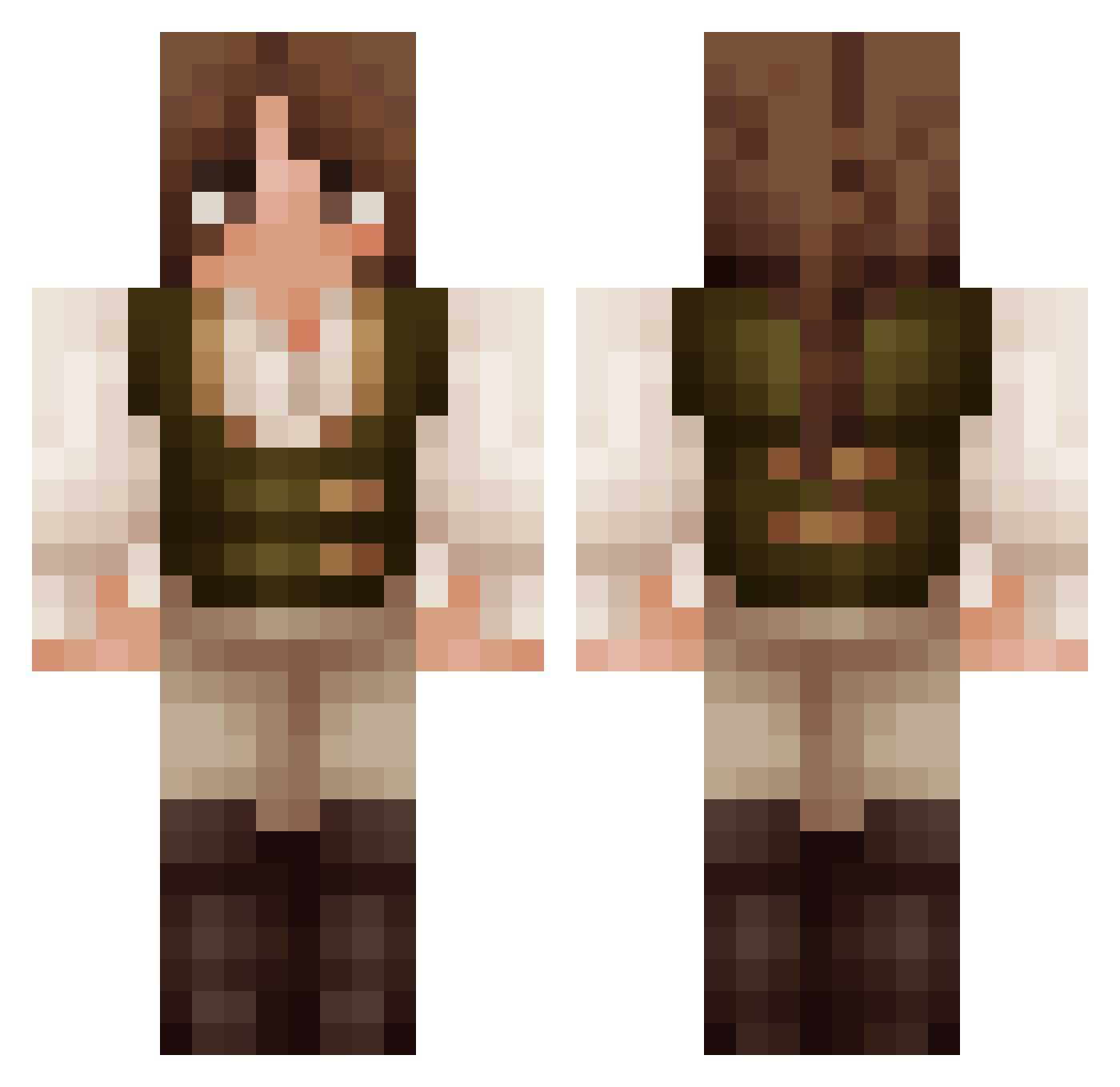 WanderingMagic Minecraft skin, front and back view