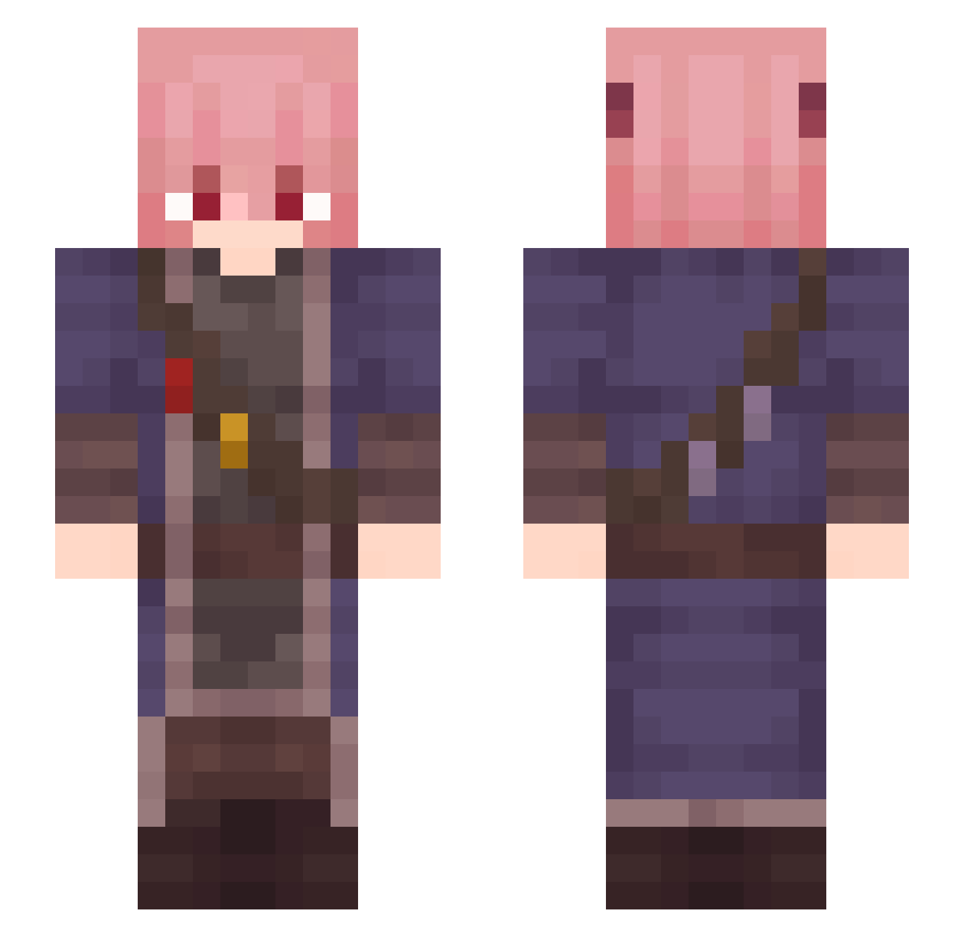ishogeLee Minecraft skin, front and back view