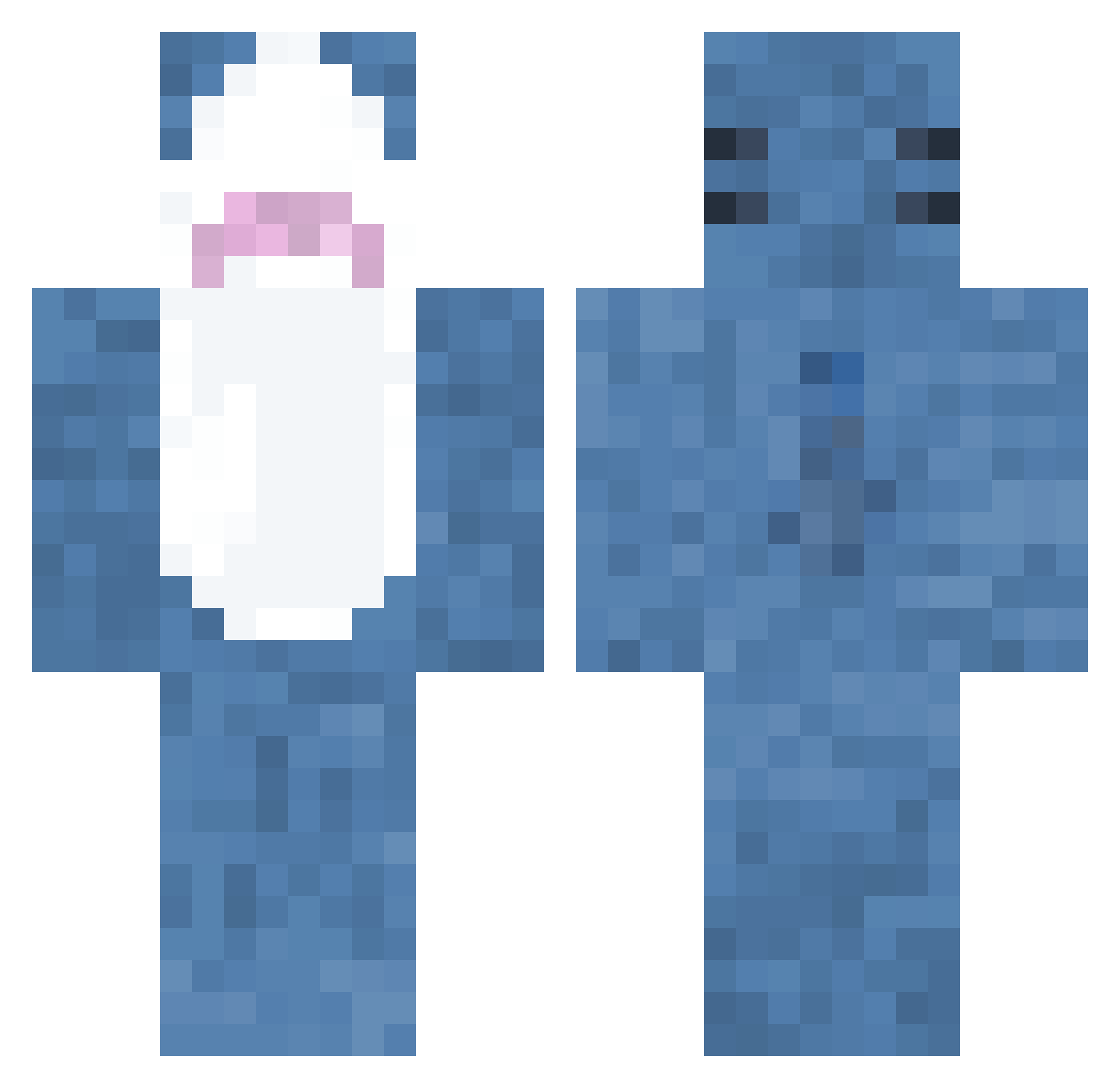 unhedged Minecraft skin, front and back view