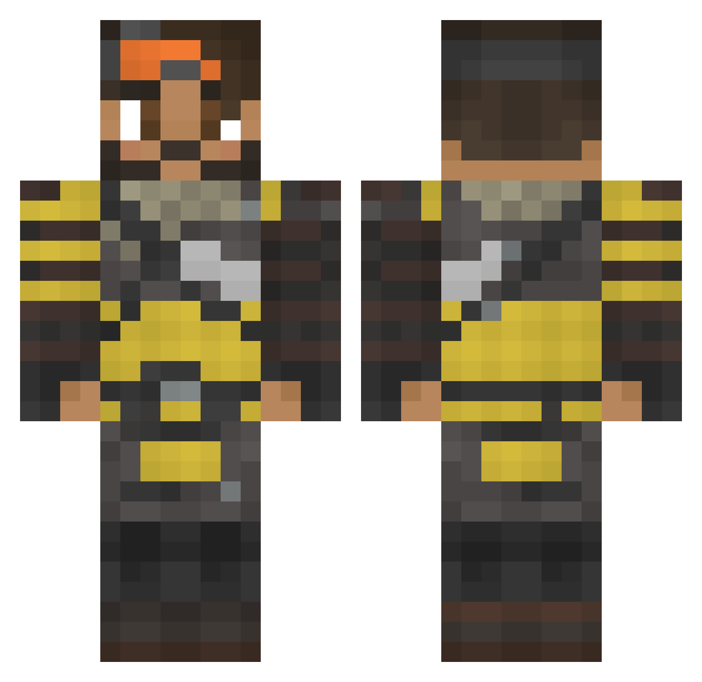 EmeraldTach Minecraft skin, front and back view