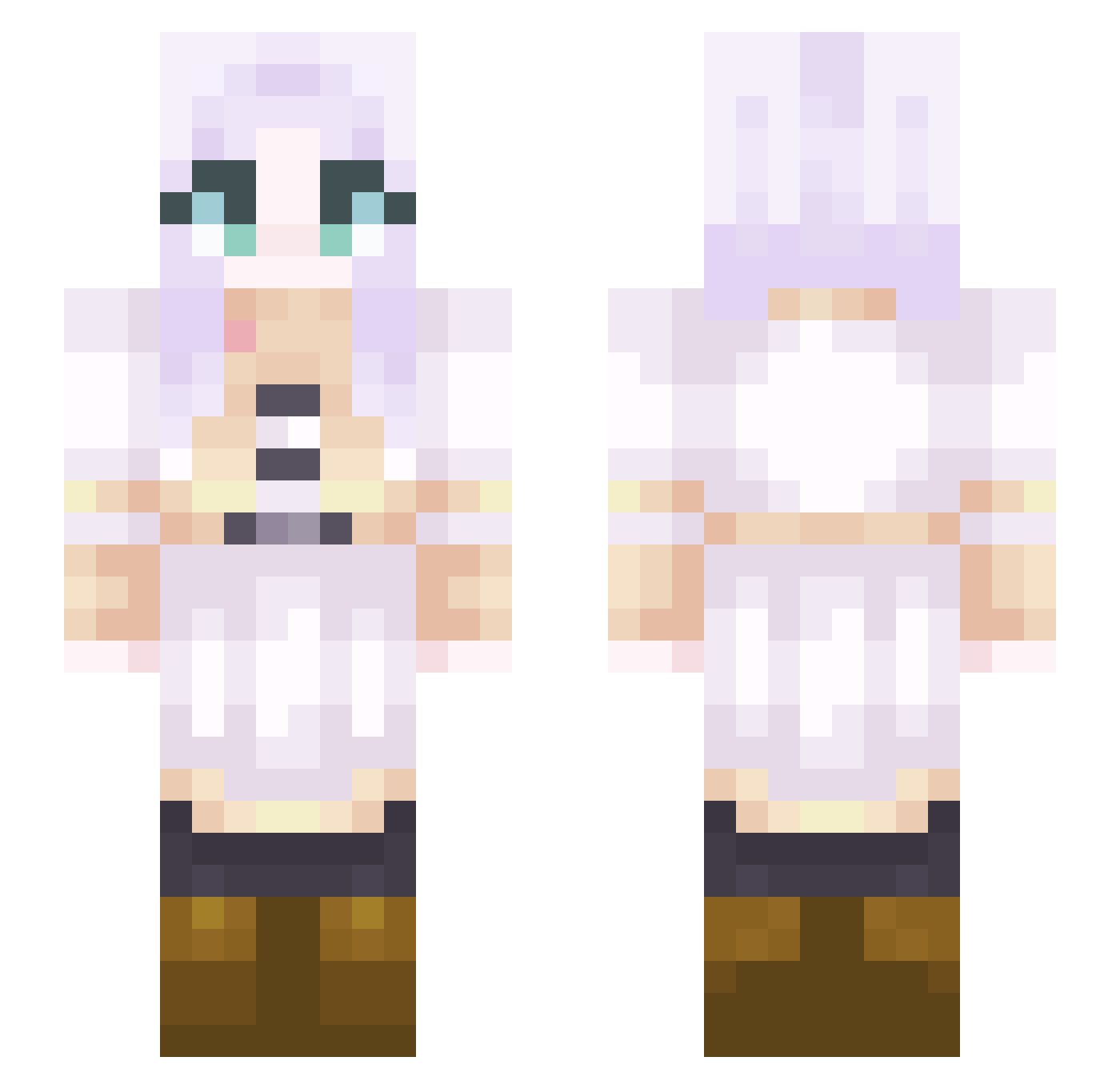 pockynekos Minecraft skin, front and back view