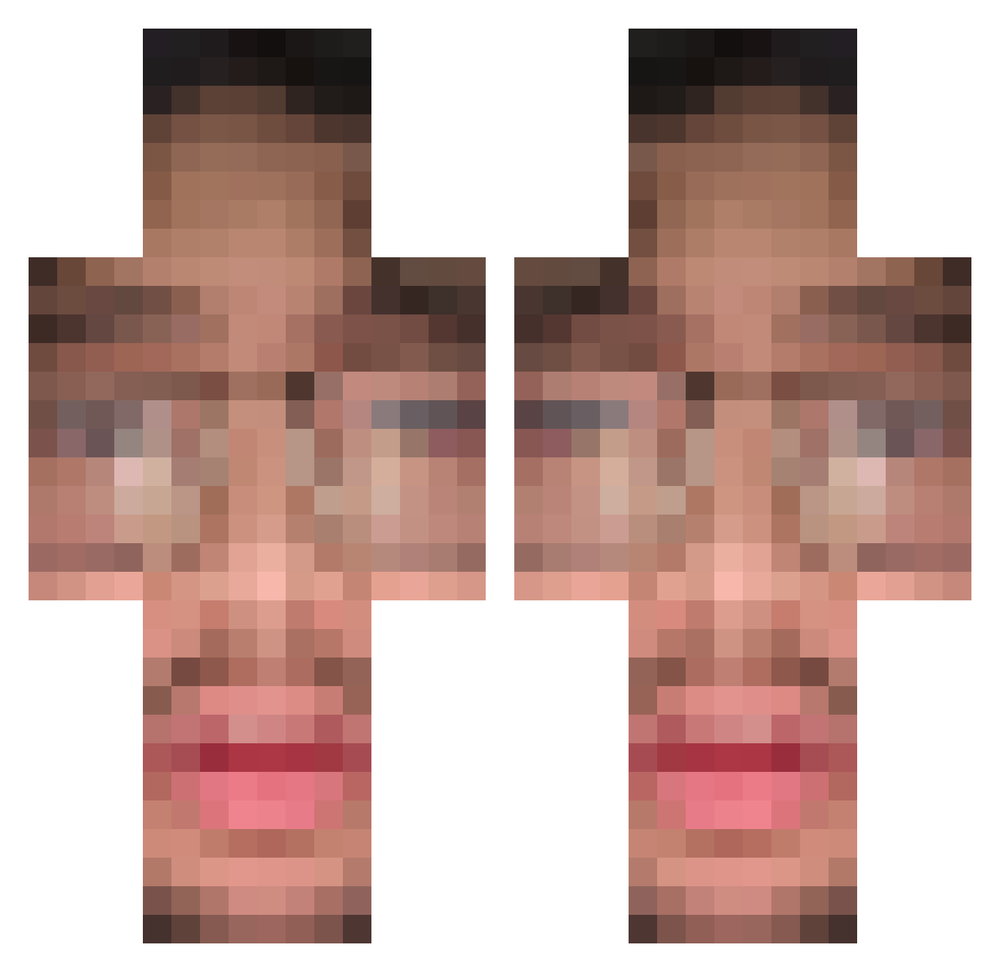 JustADangMango Minecraft skin, front and back view