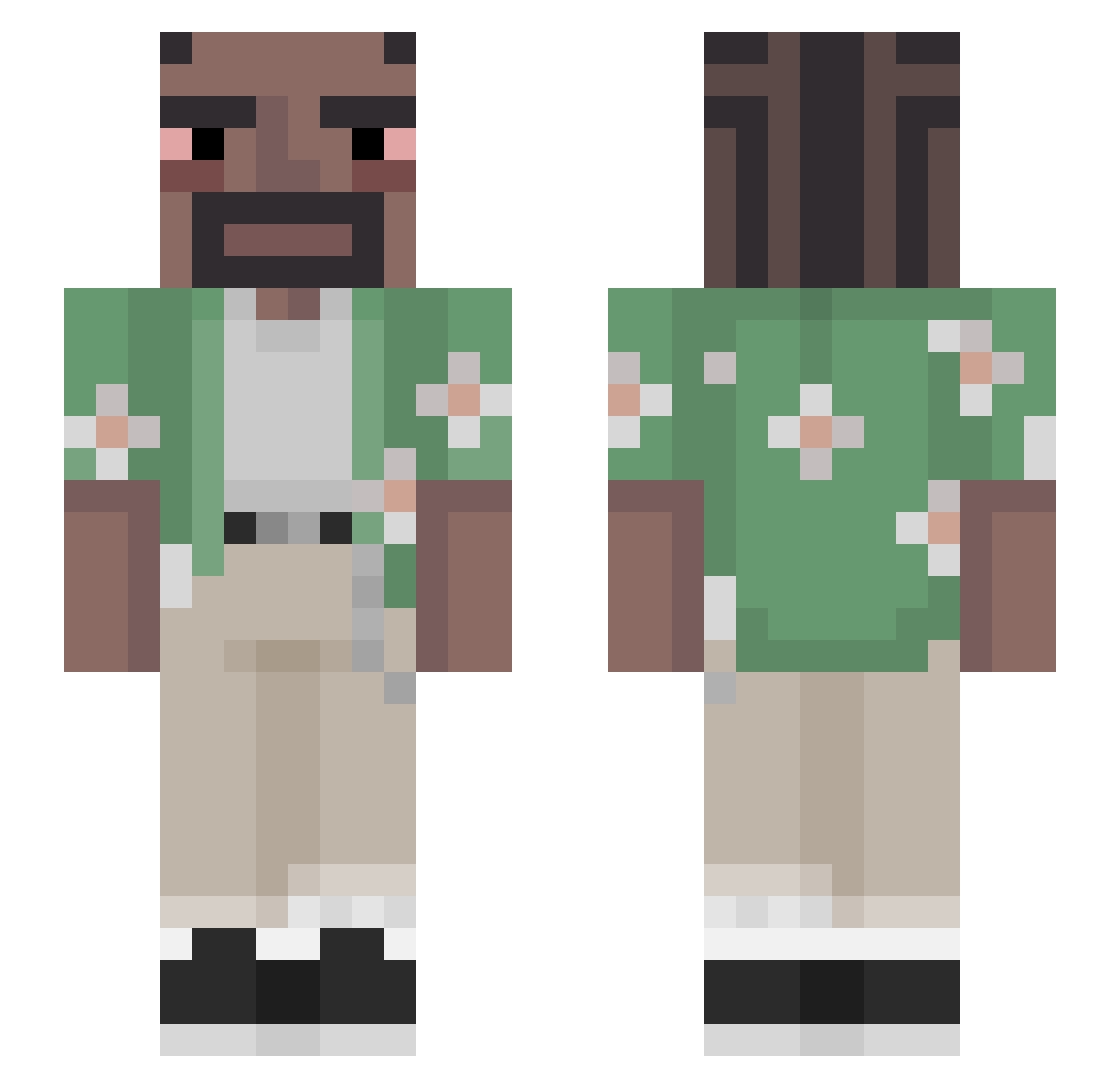 alcacraft Minecraft skin, front and back view